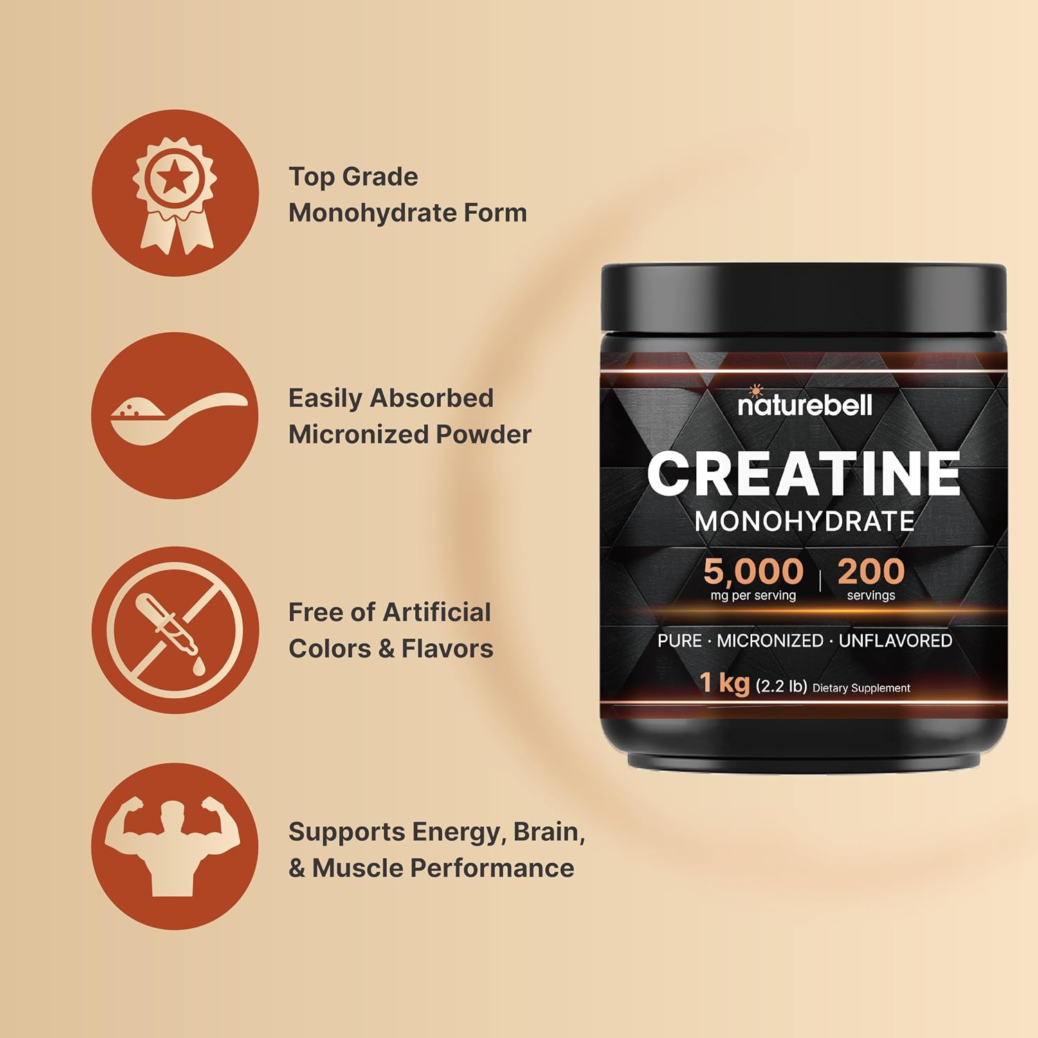 مکمل پیش از تمرین NatureBell – 2.2 پوند، 200 وعده، بدون طعم