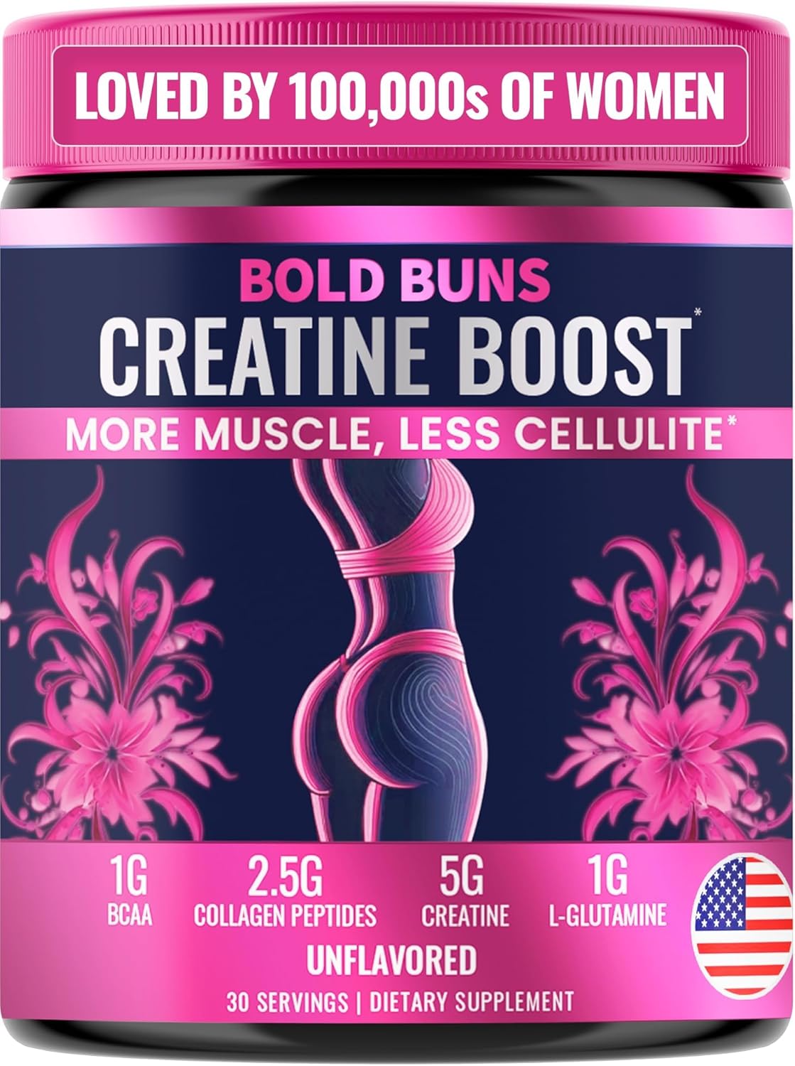 پودر کراتین Bold Buns BCAA – 30 وعده، بدون طعم، وگان