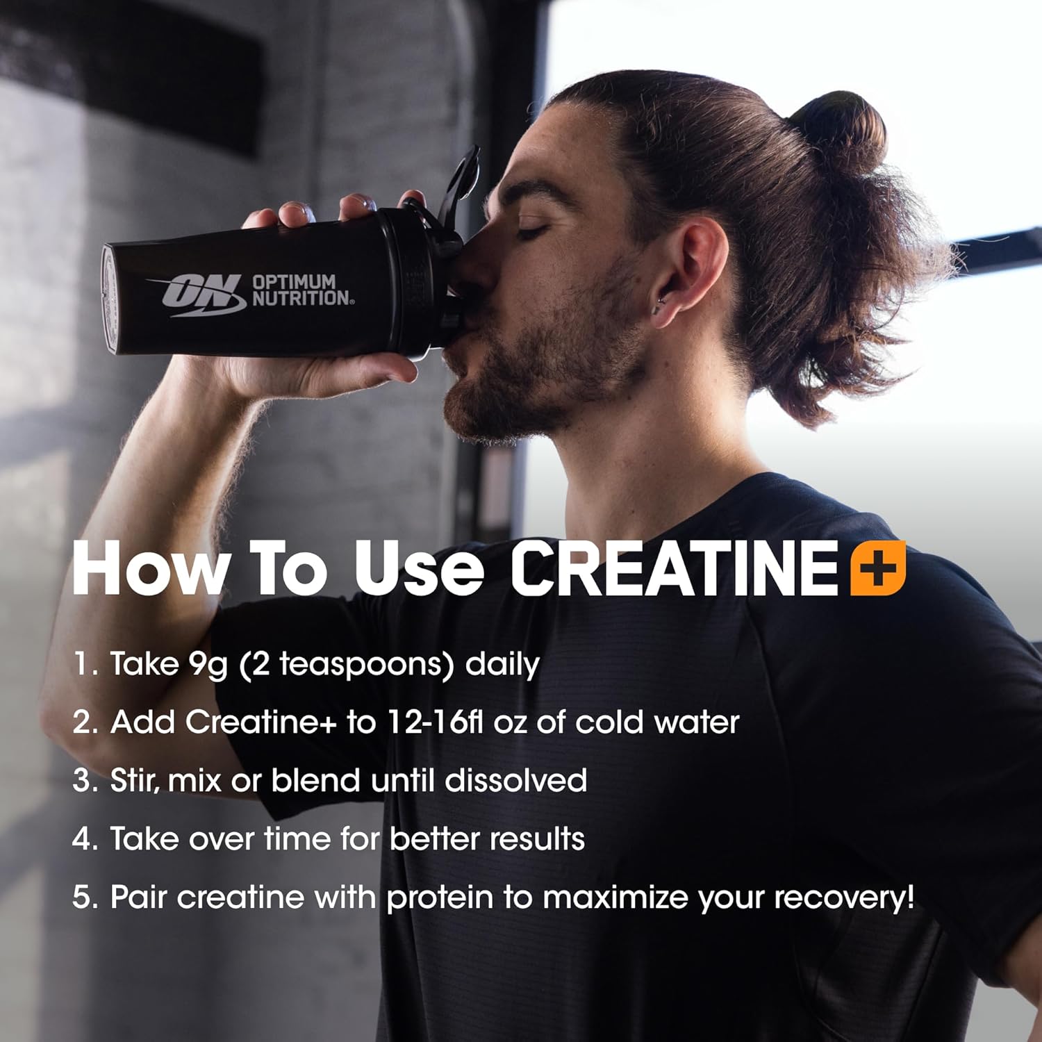پودر کراتین مونوهیدرات Optimum Nutrition – 360 گرم، 40 وعده، طعم پرتقال