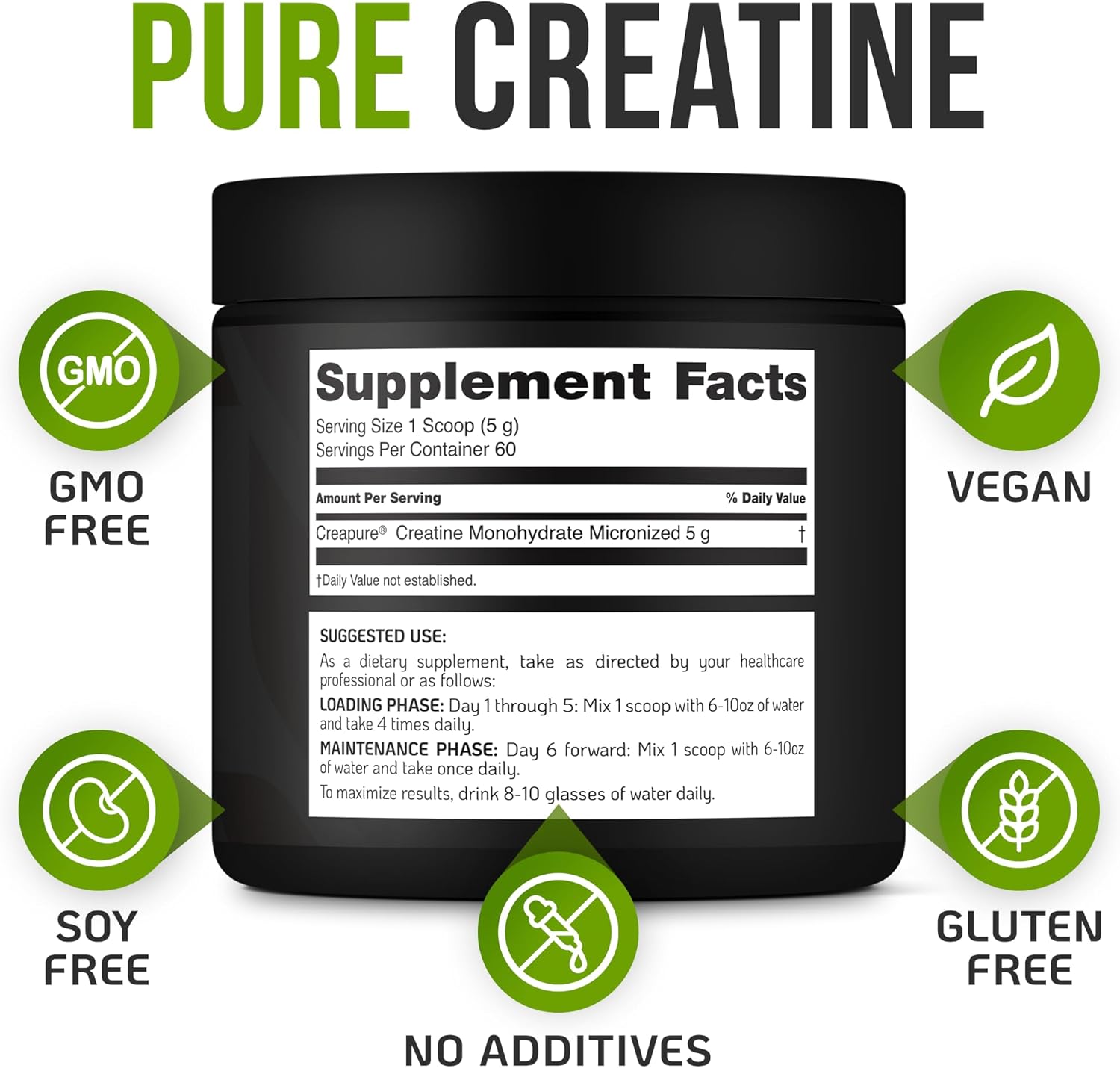 پودر کراتین مونوهیدرات VITRUALS Creapure – 300 گرم، وگان