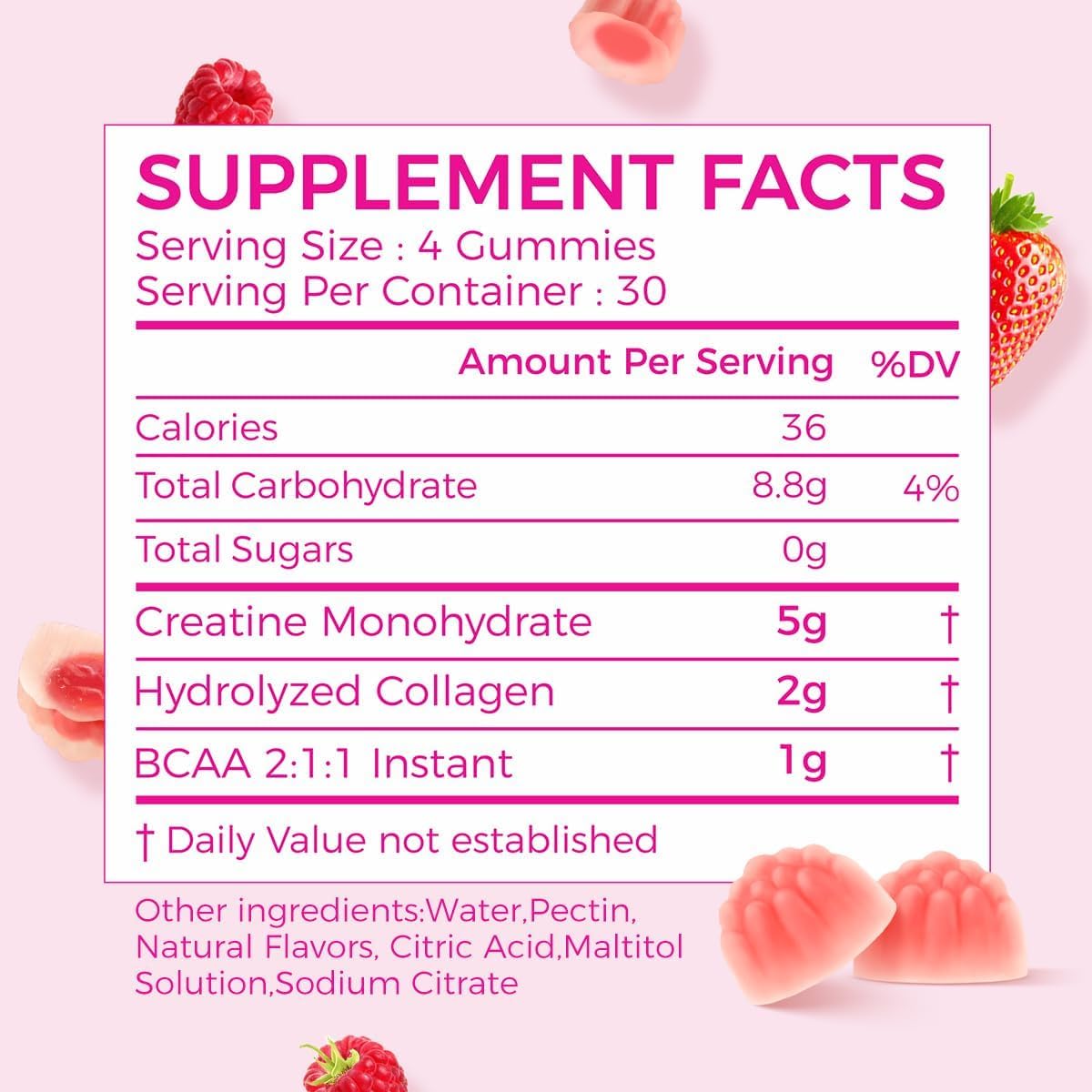 پاستیل کراتین مونوهیدرات AiVital BCAA – 5 گرم، طعم بری، بدون شکر