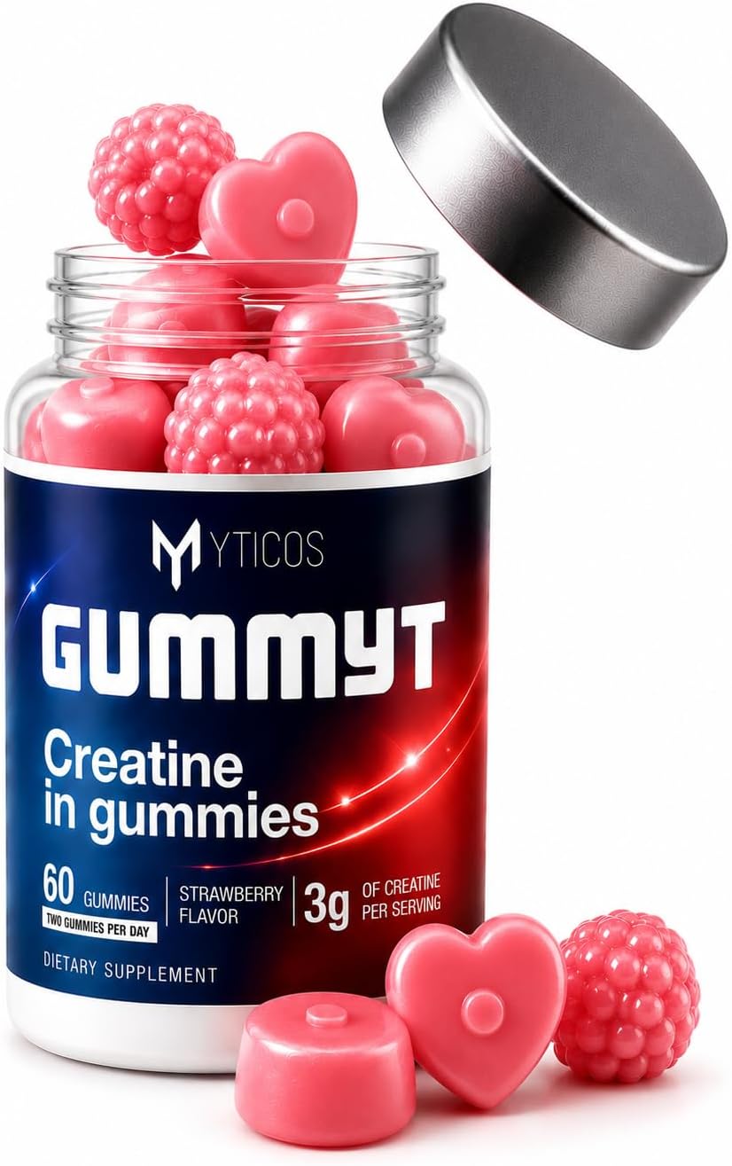 پاستیل کراتین مونوهیدرات MYTICOS – 60 پاستیل، طعم توت‌فرنگی