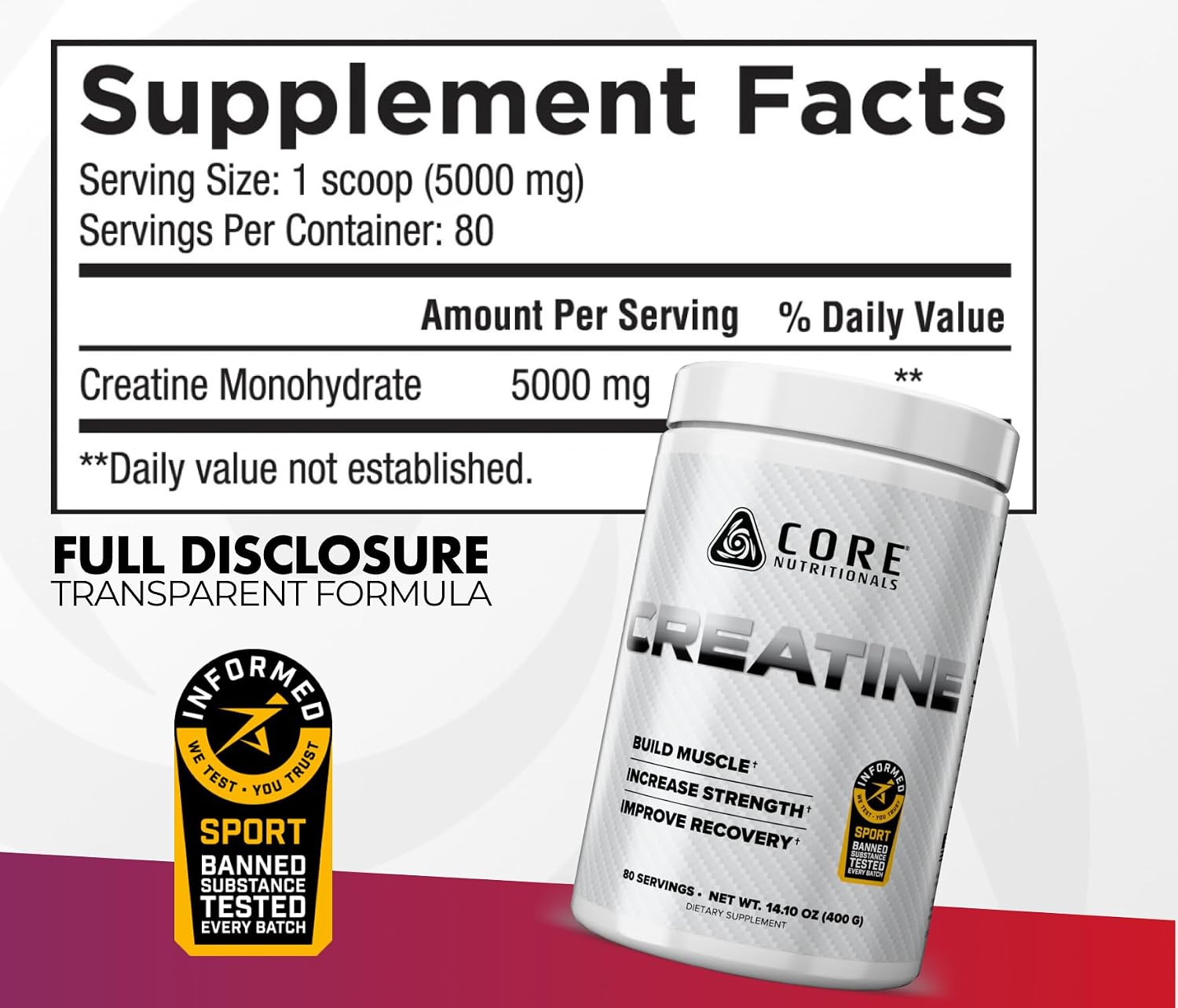 پودر کراتین Core Nutritionals – 50 وعده، طعم لیمو
