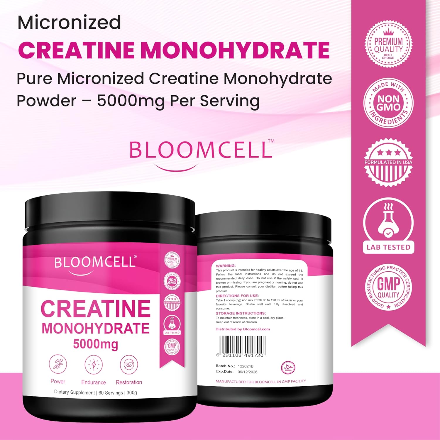 پودر کراتین مونوهیدرات Bloomcell – بدون طعم، میکرونیزه