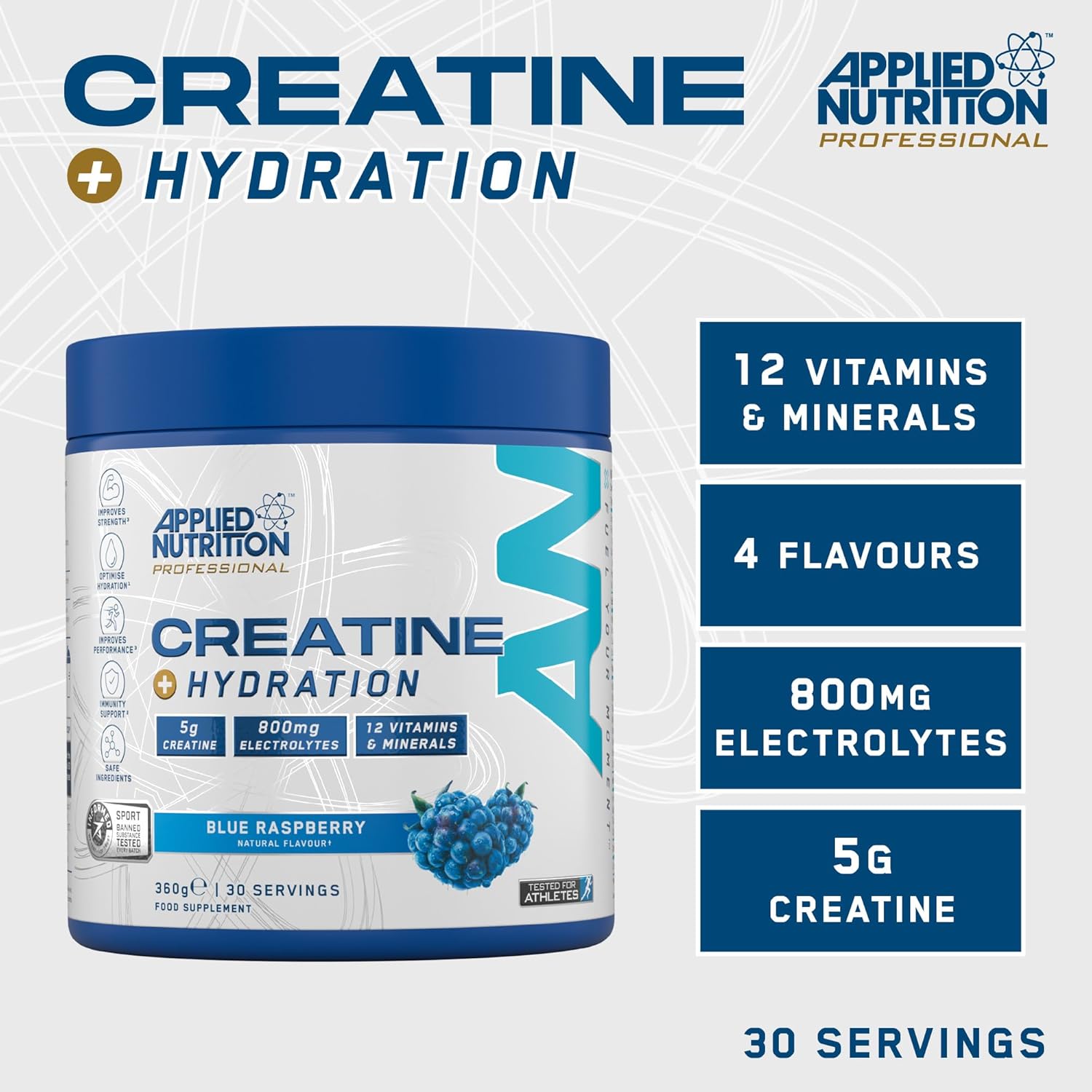 مکمل پیش از تمرین Applied Nutrition – 330 گرم، طعم تمشک آبی