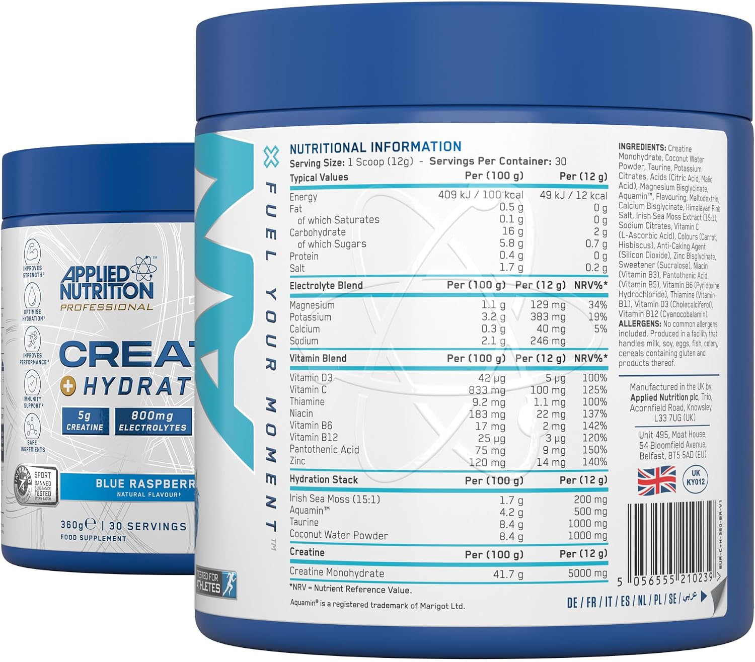 مکمل پیش از تمرین Applied Nutrition – 330 گرم، طعم تمشک آبی