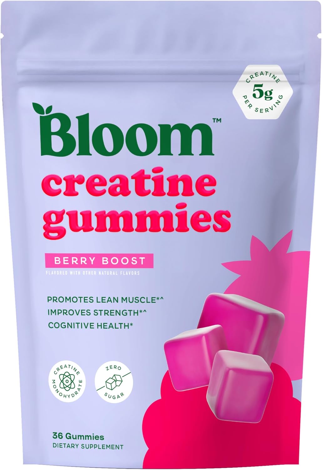 پاستیل کراتین مونوهیدرات Bloom Nutrition – 12 وعده، طعم بری، میکرونیزه