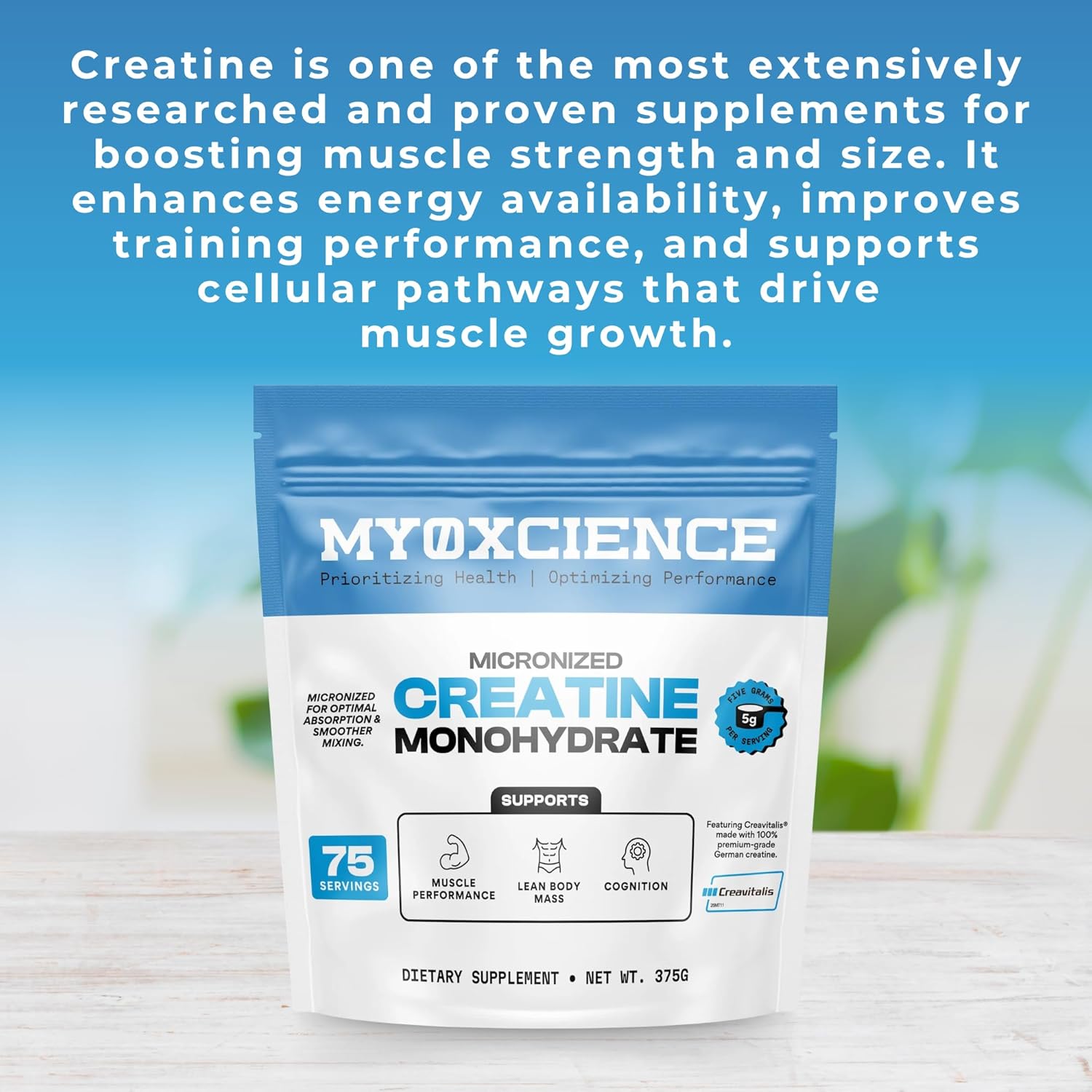 پودر کراتین مونوهیدرات MYOXCIENCE – 75 وعده، میکرونیزه