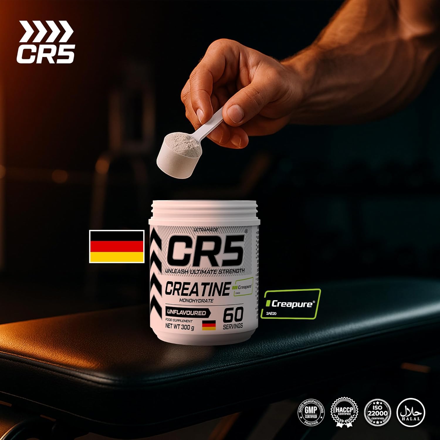 پودر کراتین مونوهیدرات C5 Creapure – 300 گرم، 60 وعده، بدون طعم