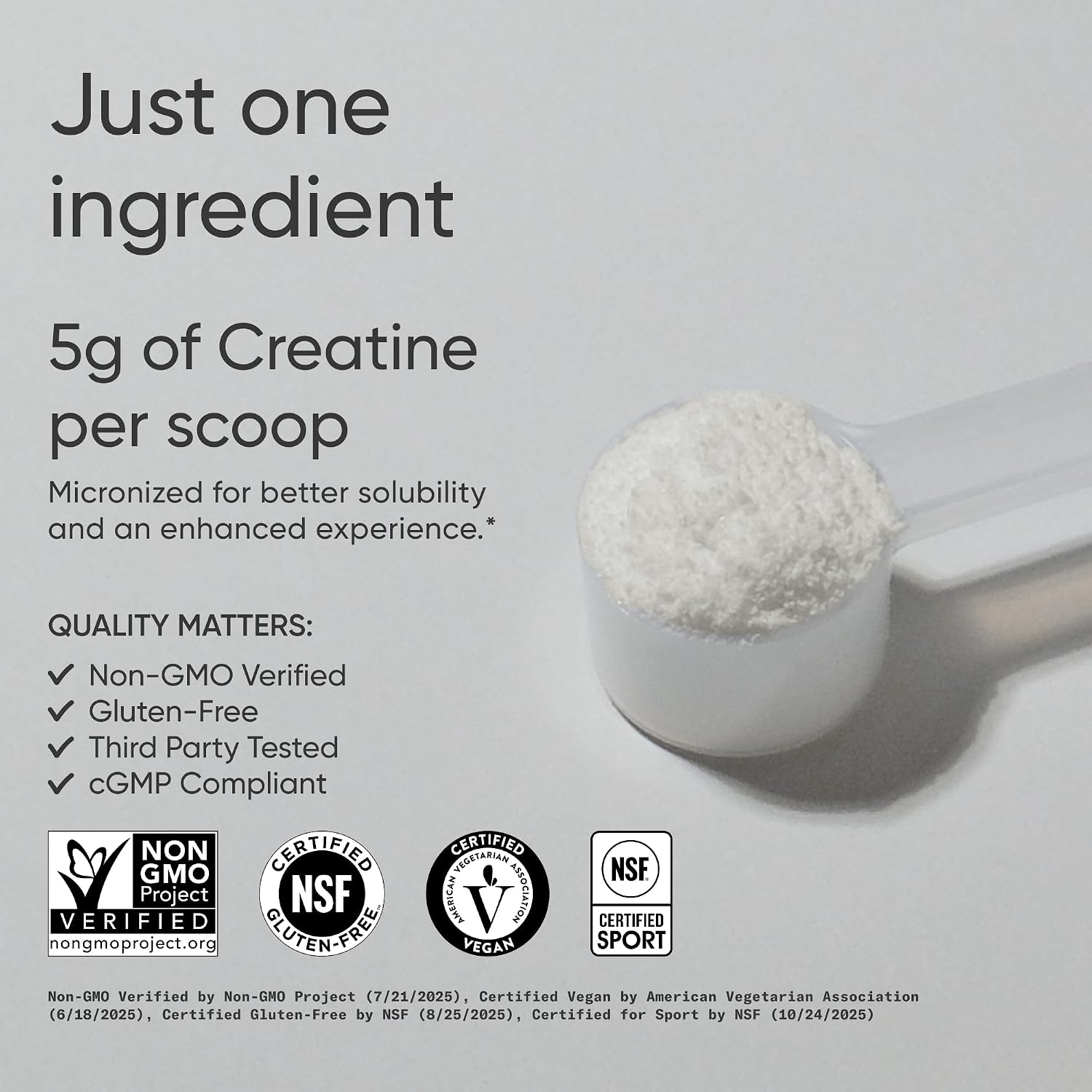 پودر کراتین مونوهیدرات Sports Research Creapure – 5 گرم، 90 وعده، بدون طعم