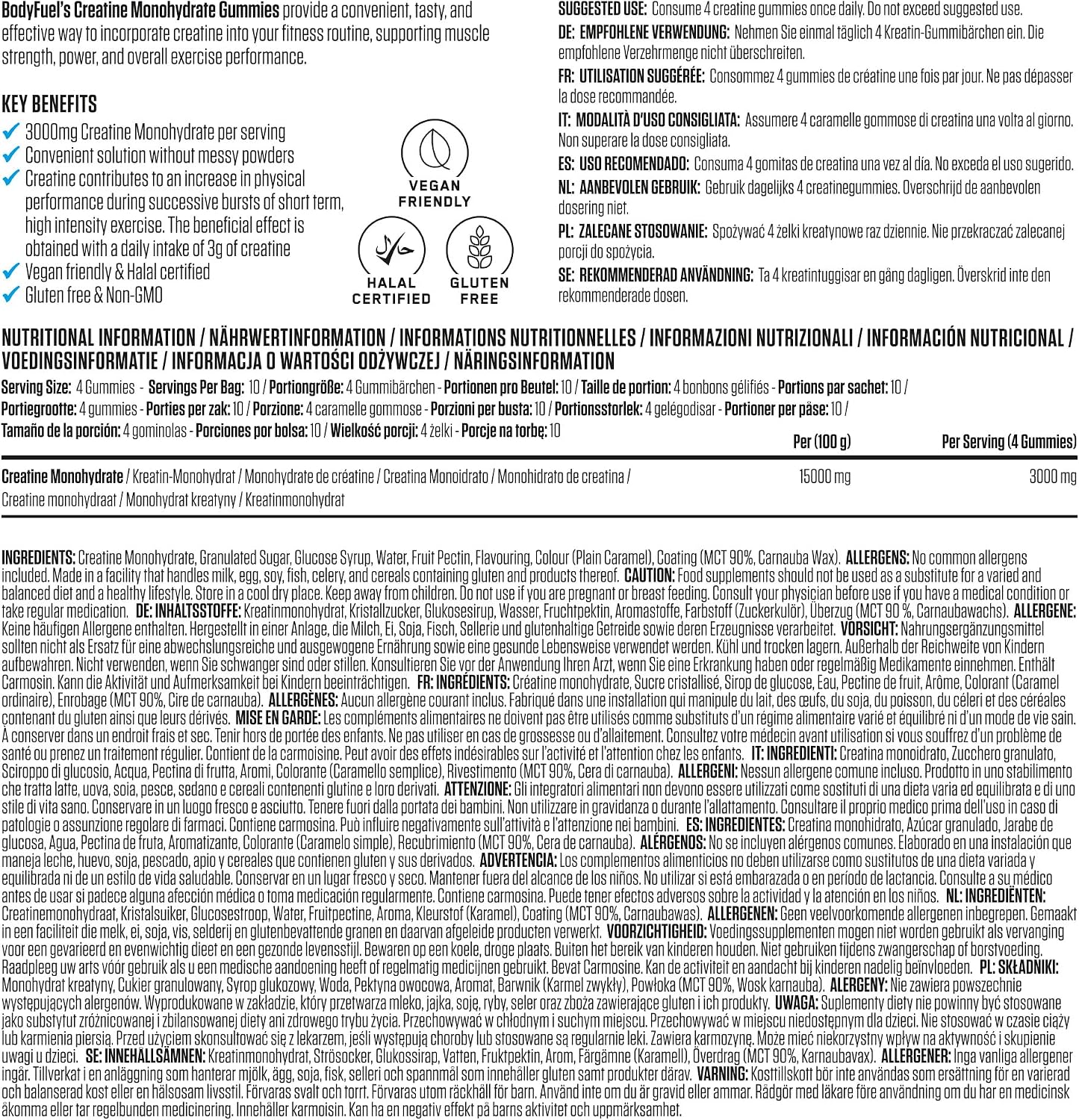 پاستیل کراتین مونوهیدرات Applied Nutrition – 80 عدد، وگان