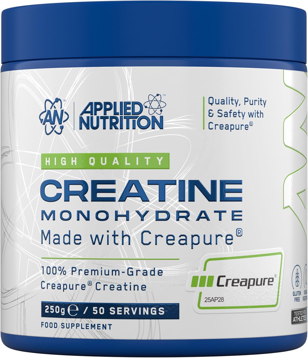 پودر کراتین مونوهیدرات Applied Nutrition Creapure – 250 گرم، 50 وعده، بدون طعم