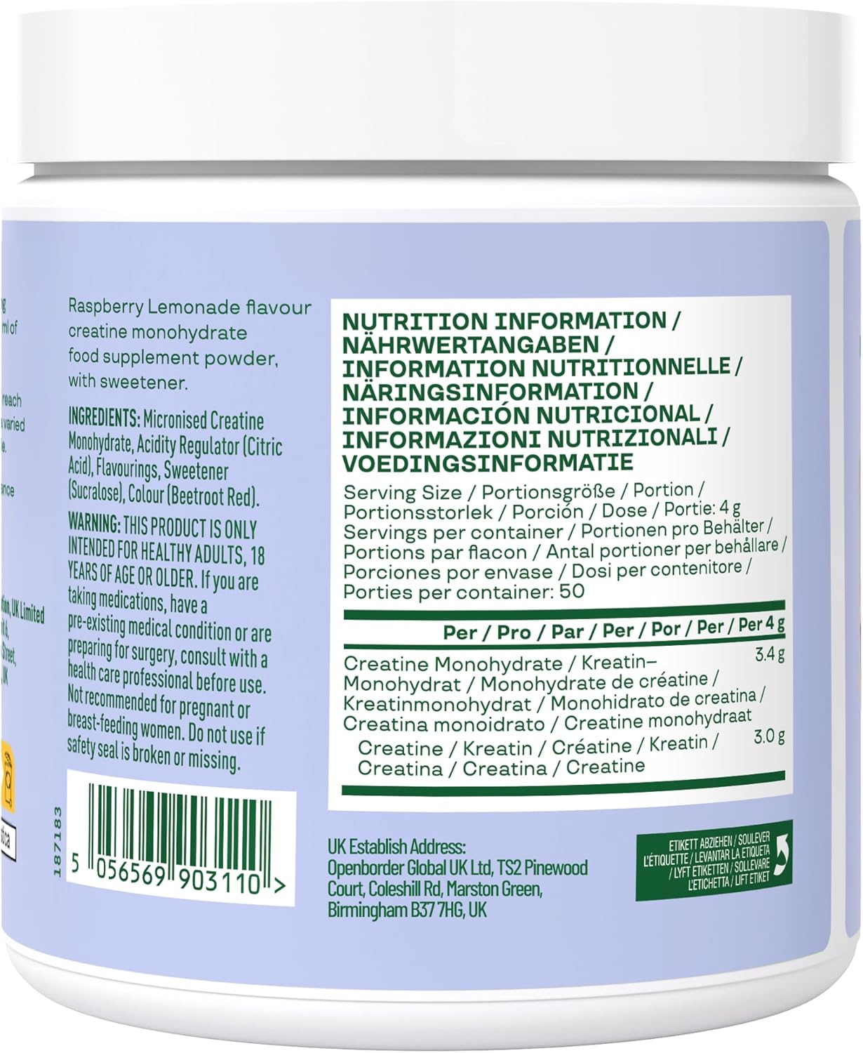 پودر کراتین مونوهیدرات Bloom Nutrition – طعم تمشک، میکرونیزه