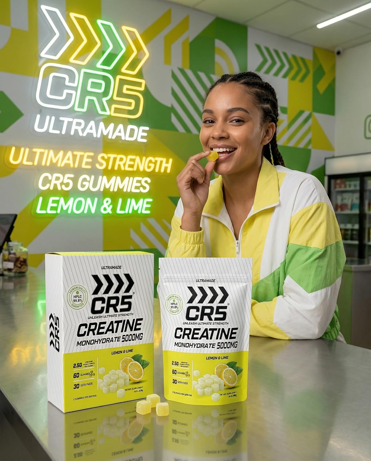 پاستیل کراتین مونوهیدرات UltraMade – 60 پاستیل، طعم لیمو