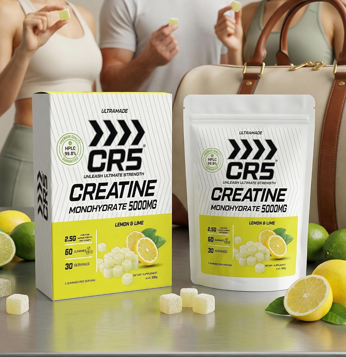 پاستیل کراتین مونوهیدرات UltraMade – 60 پاستیل، طعم لیمو