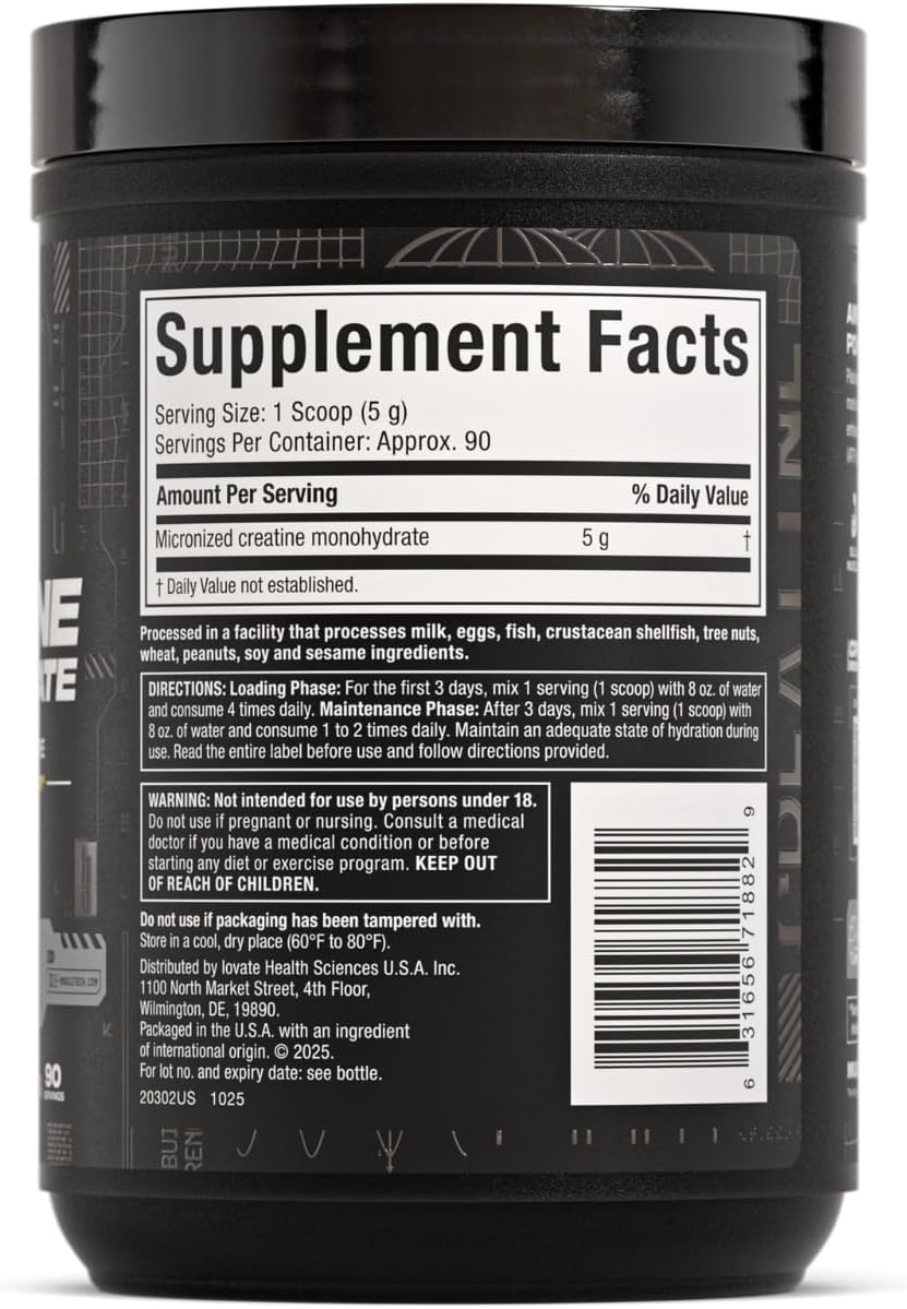 پودر کراتین مونوهیدرات Muscletech Platinum – 450 گرم، بدون طعم، میکرونیزه
