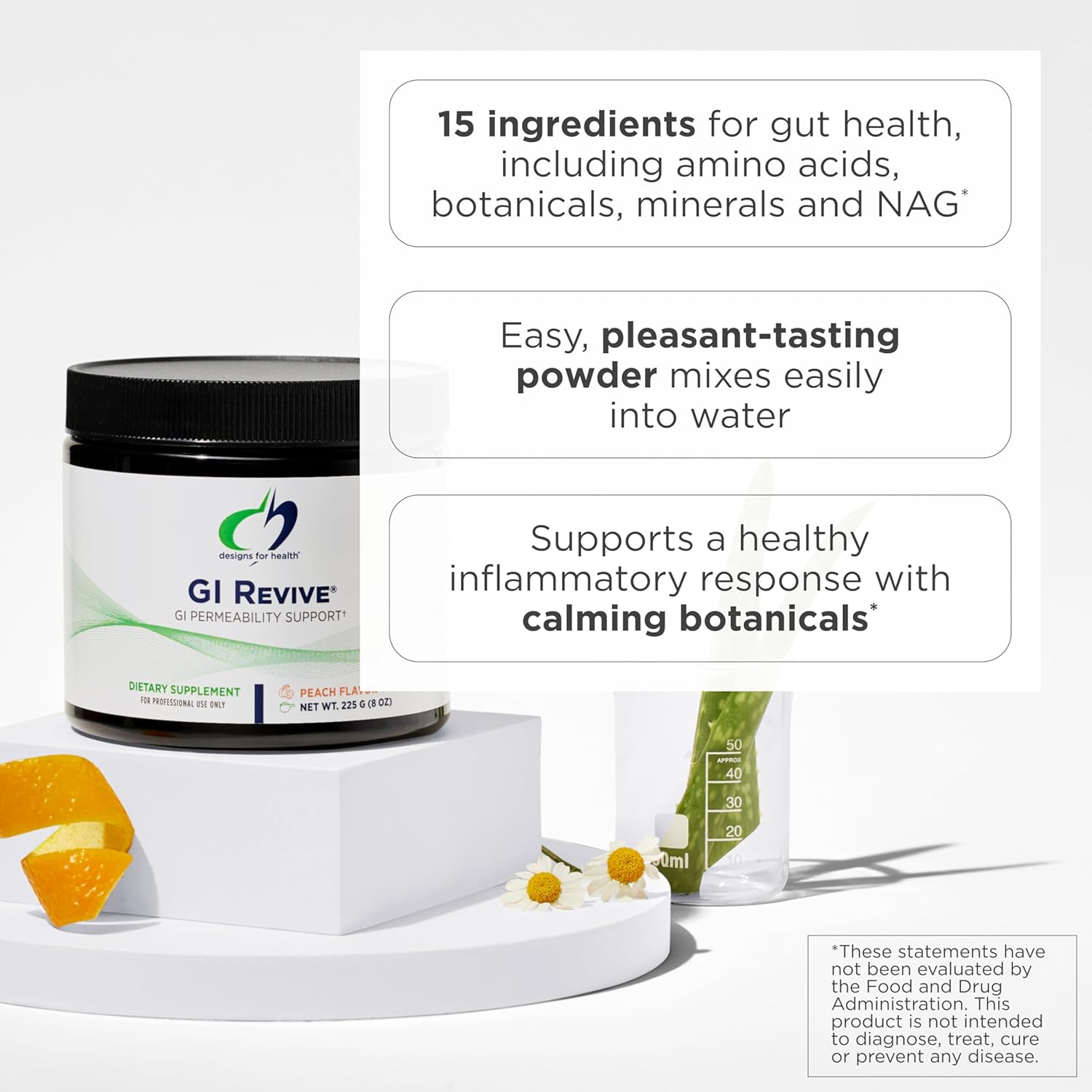 پودر مکمل سلامت گوارش Designs for Health مدل GI Revive، 28 وعده، طعم مرکبات