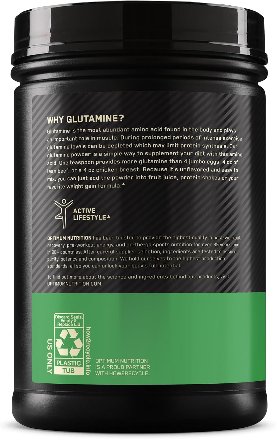 پودر ال-گلوتامین Optimum Nutrition، 1000 گرم، 205 وعده، بدون طعم