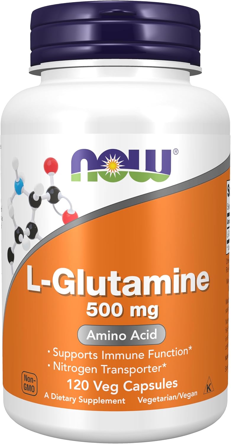 پودر ال-گلوتامین NOW، 500 میلی‌گرم