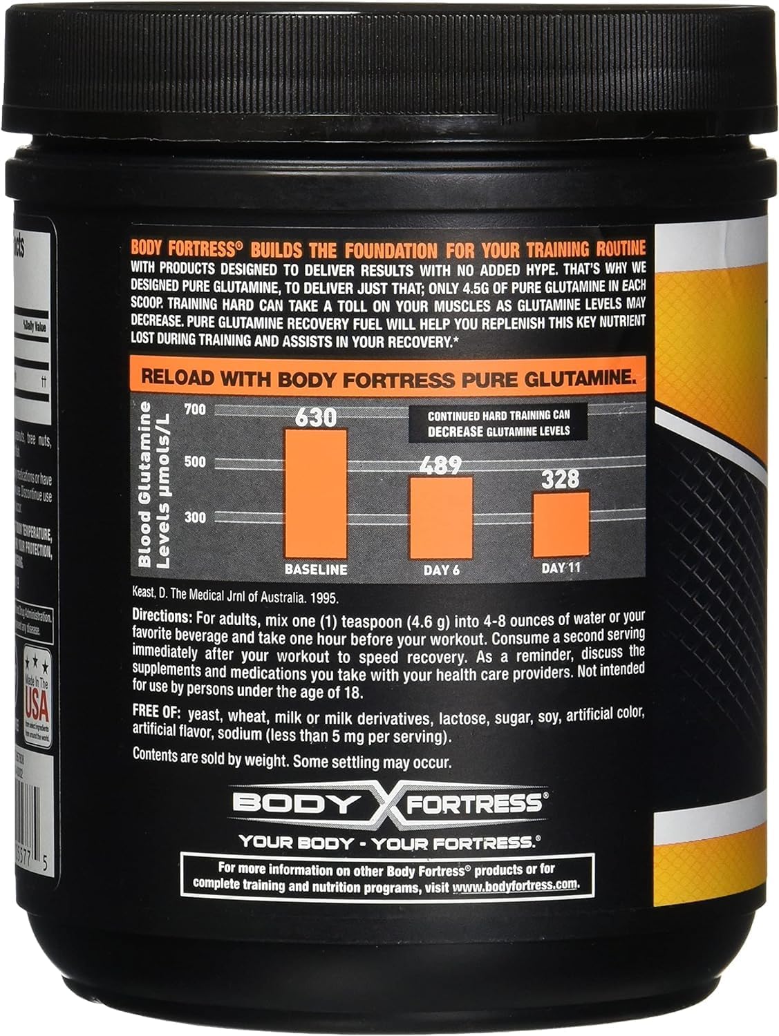 پودر ال-گلوتامین Body Fortress، 300 گرم