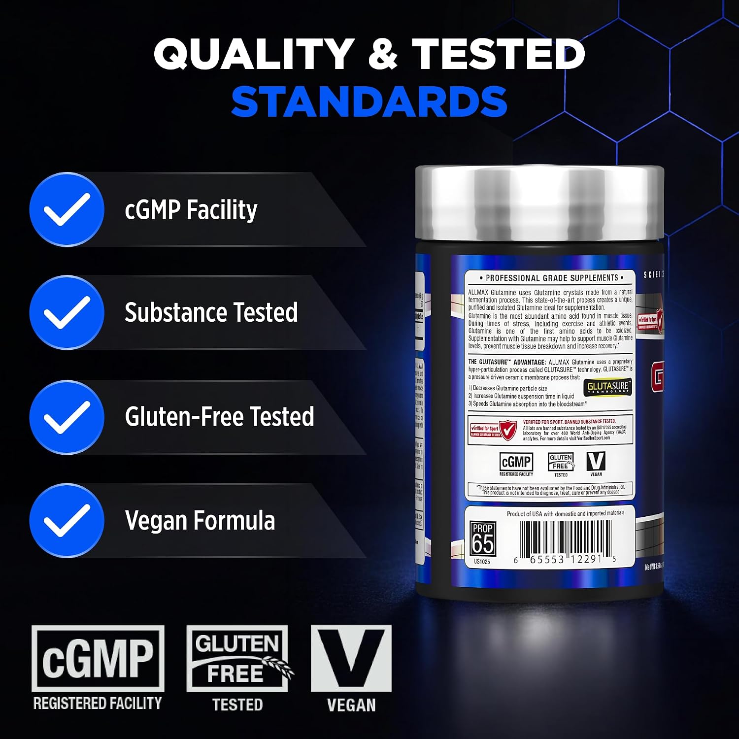 پودر ال-گلوتامین ALLMAX، 140 گرم
