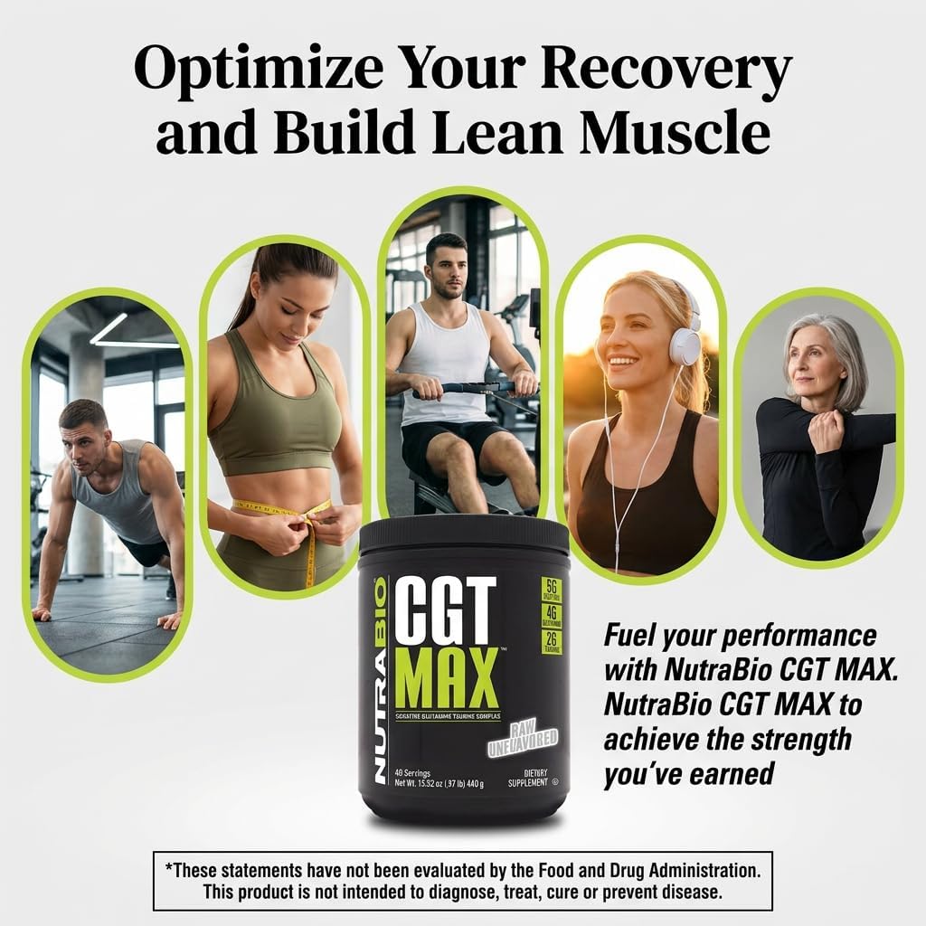 پودر کراتین و گلوتامین NutraBio مدل Cgt Max، بدون طعم