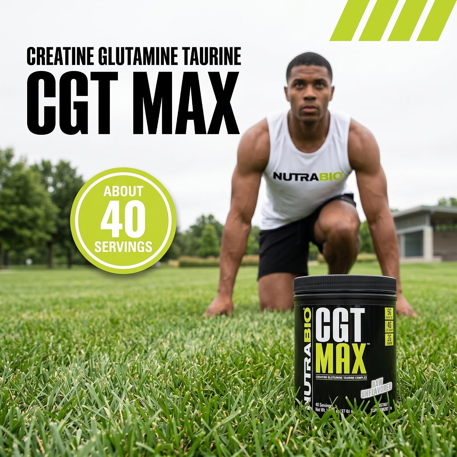 پودر کراتین و گلوتامین NutraBio مدل Cgt Max، بدون طعم