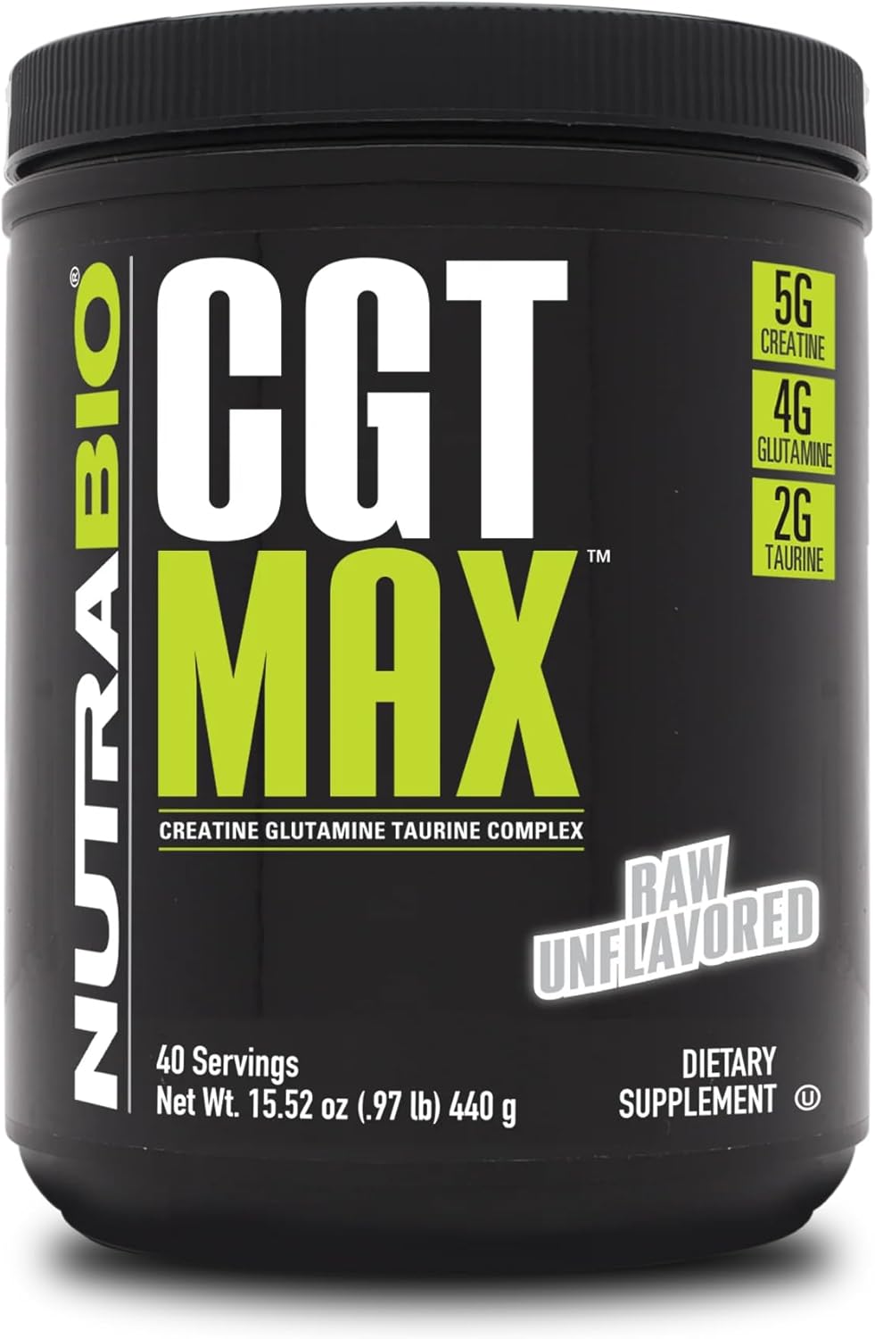 پودر کراتین و گلوتامین NutraBio مدل Cgt Max، بدون طعم