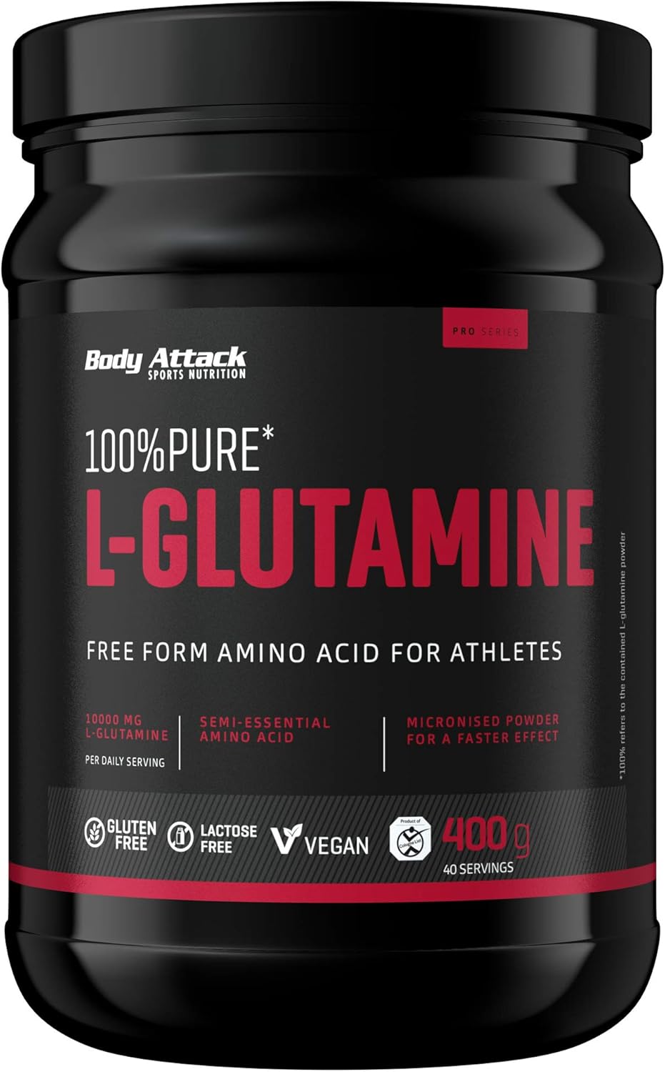 پودر ال-گلوتامین Body Attack، 400 گرم