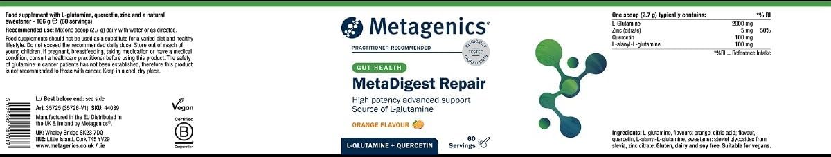 پودر ال-گلوتامین Metagenics مدل MetaDigest Repair، 60 وعده، طعم پرتقال