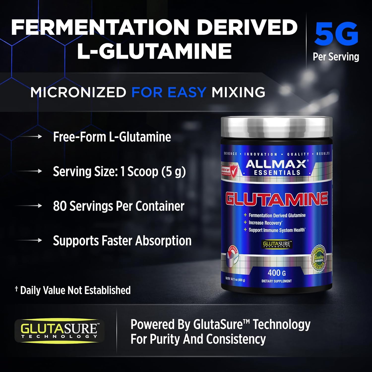 پودر ال-گلوتامین ALLMAX، 400 گرم