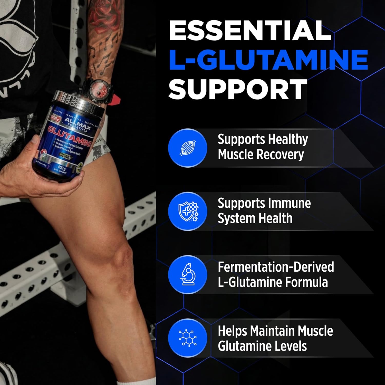 پودر ال-گلوتامین ALLMAX، 400 گرم
