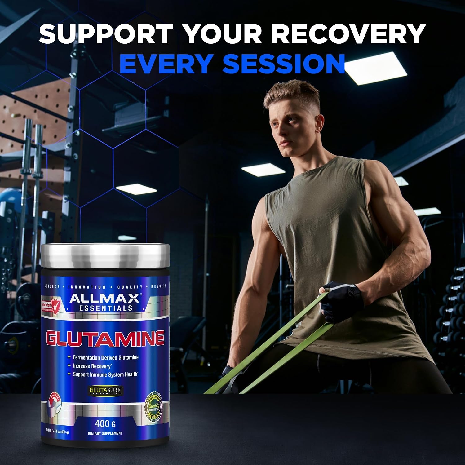 پودر ال-گلوتامین ALLMAX، 400 گرم