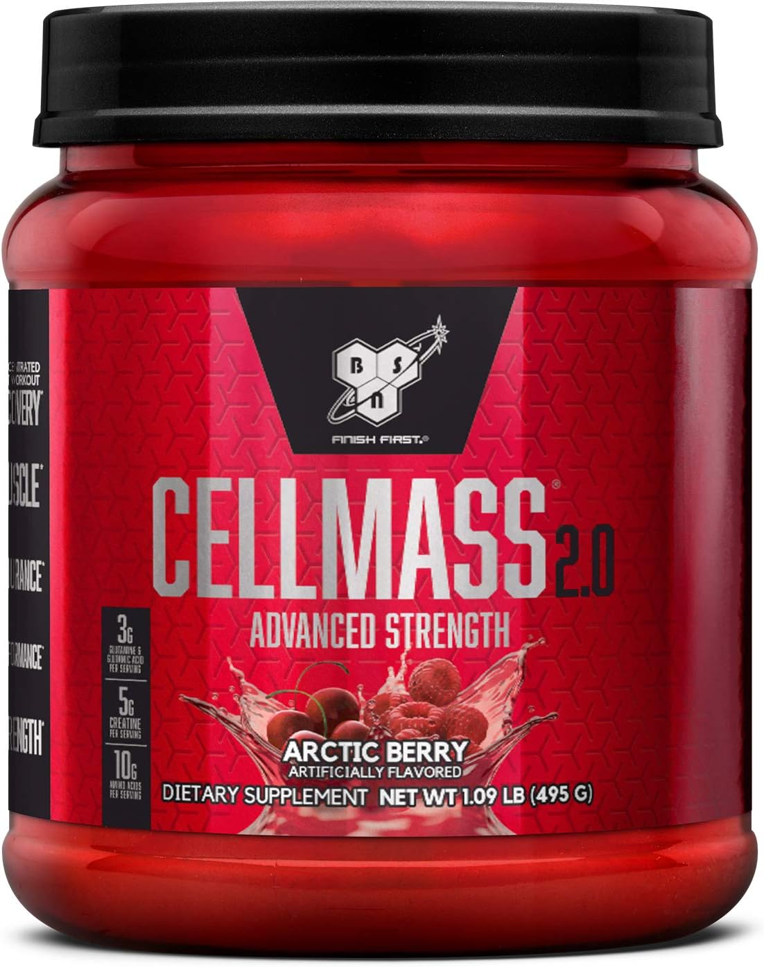 پودر کراتین و گلوتامین BSN مدل Cellmass 2.0، 25 وعده، طعم بری قطبی