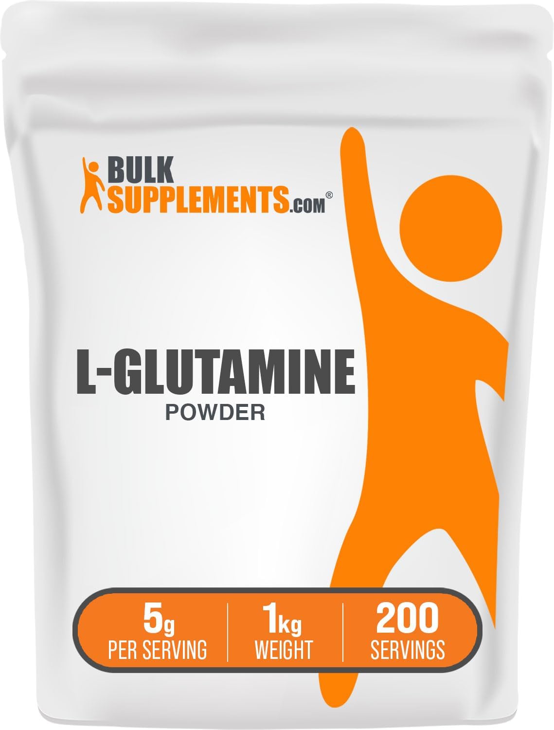 پودر مکمل سلامت گوارش BulkSupplements مدل Glutamine 5000، 1 کیلوگرم، بدون طعم