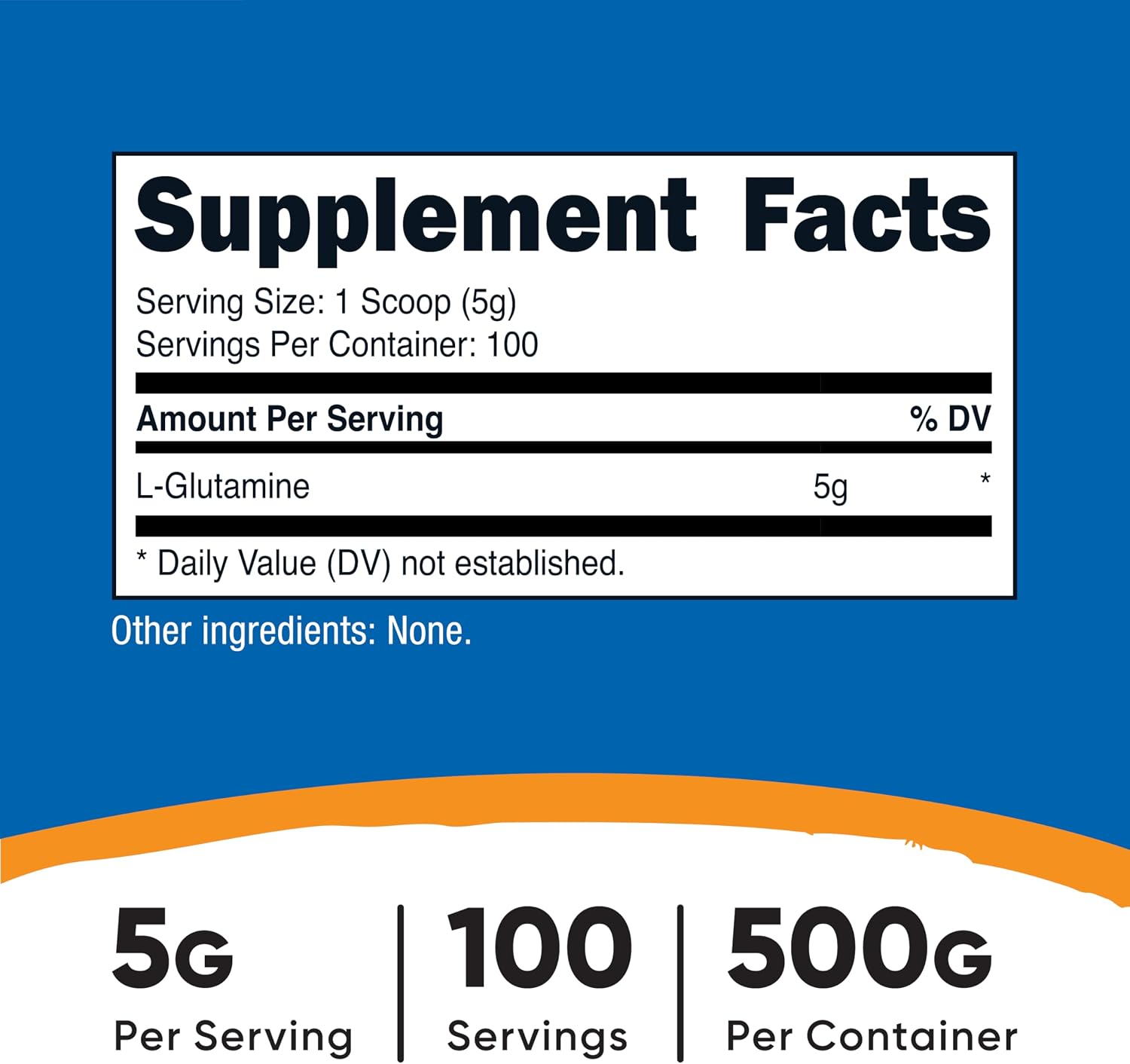 پودر ال-گلوتامین Nutricost، 500 گرم، بدون طعم