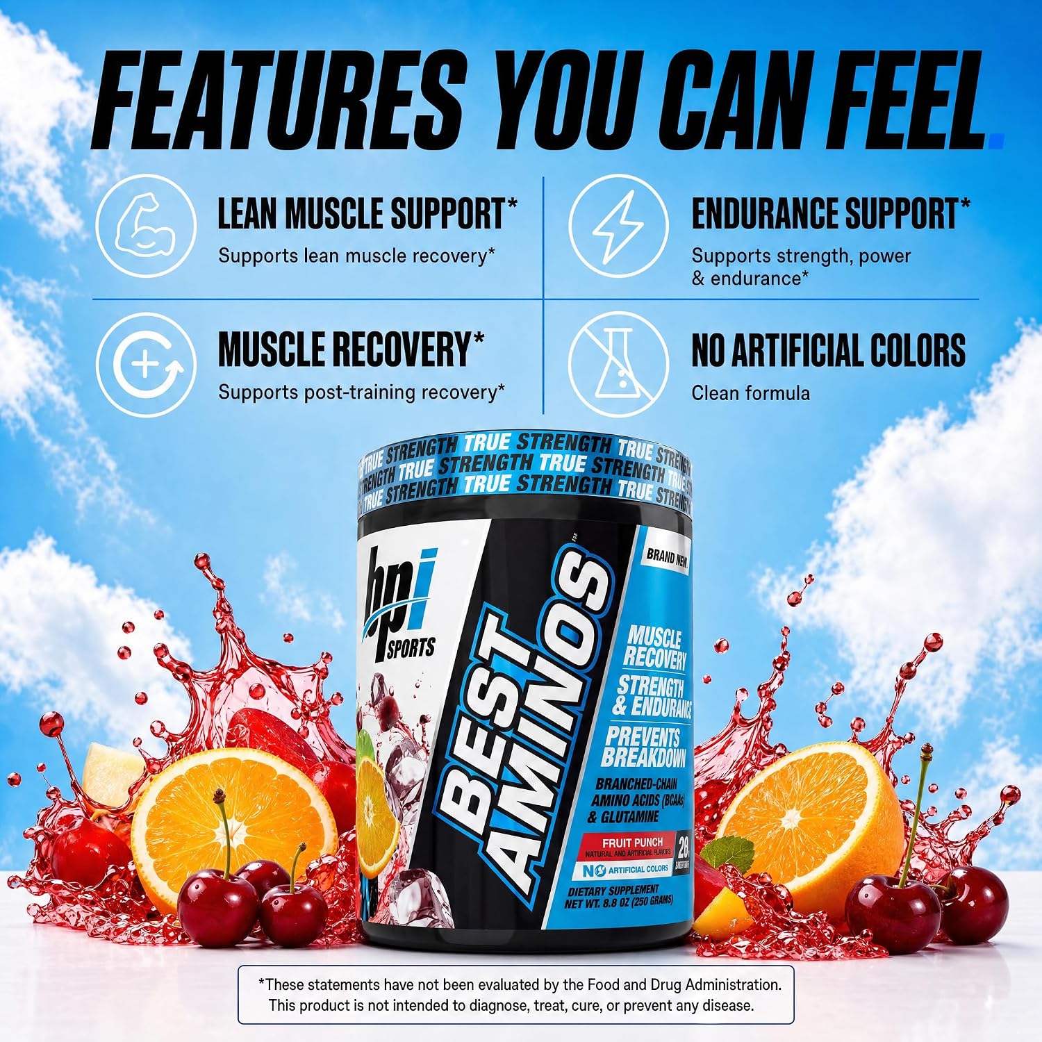 پودر آمینو اسید و گلوتامین BPI Sports، 25 وعده، طعم فروت پانچ
