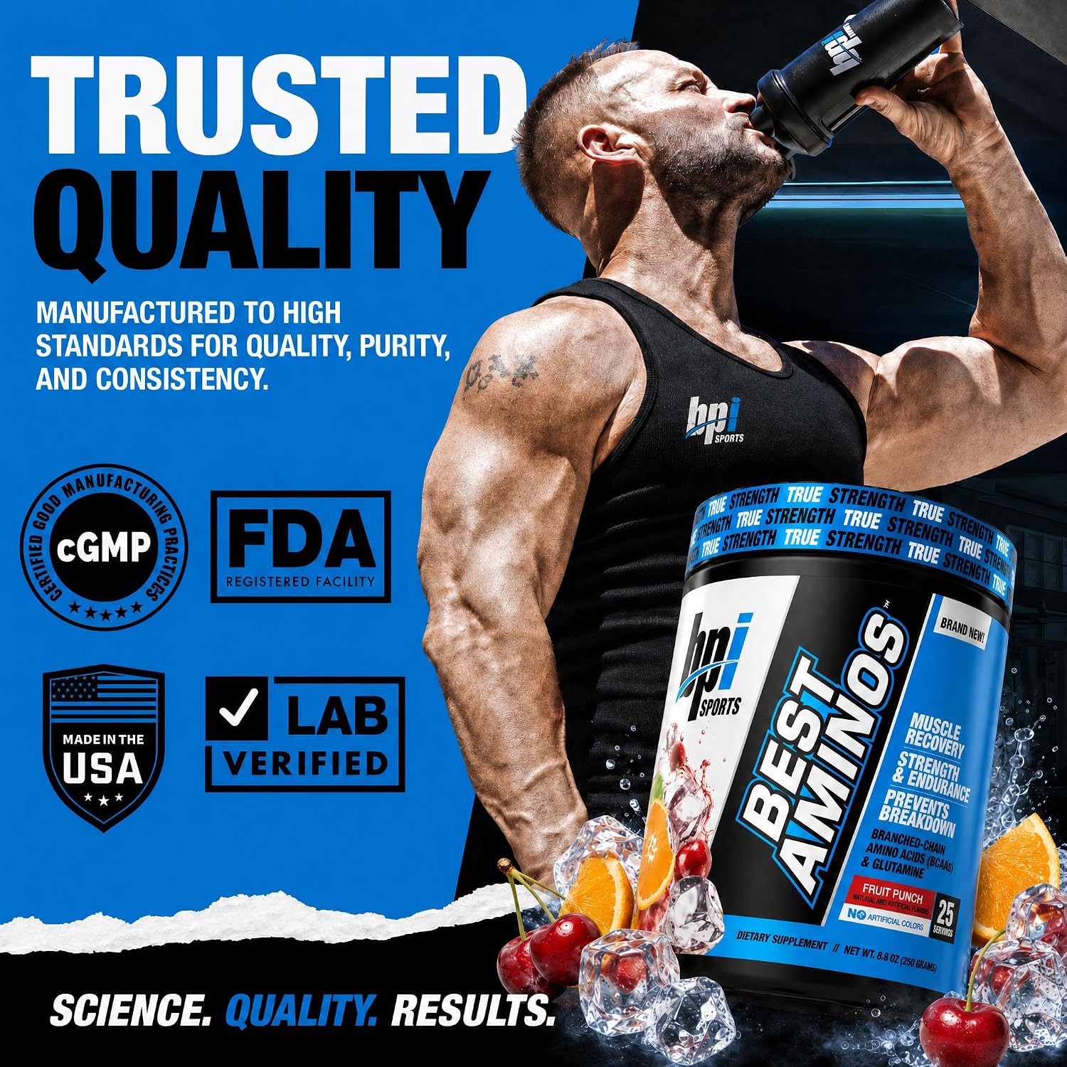 پودر آمینو اسید و گلوتامین BPI Sports، 25 وعده، طعم فروت پانچ