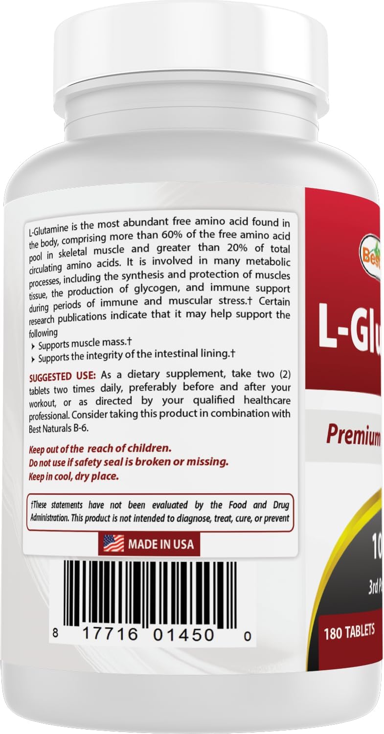قرص ال-گلوتامین Best Naturals، 1000 میلی‌گرم