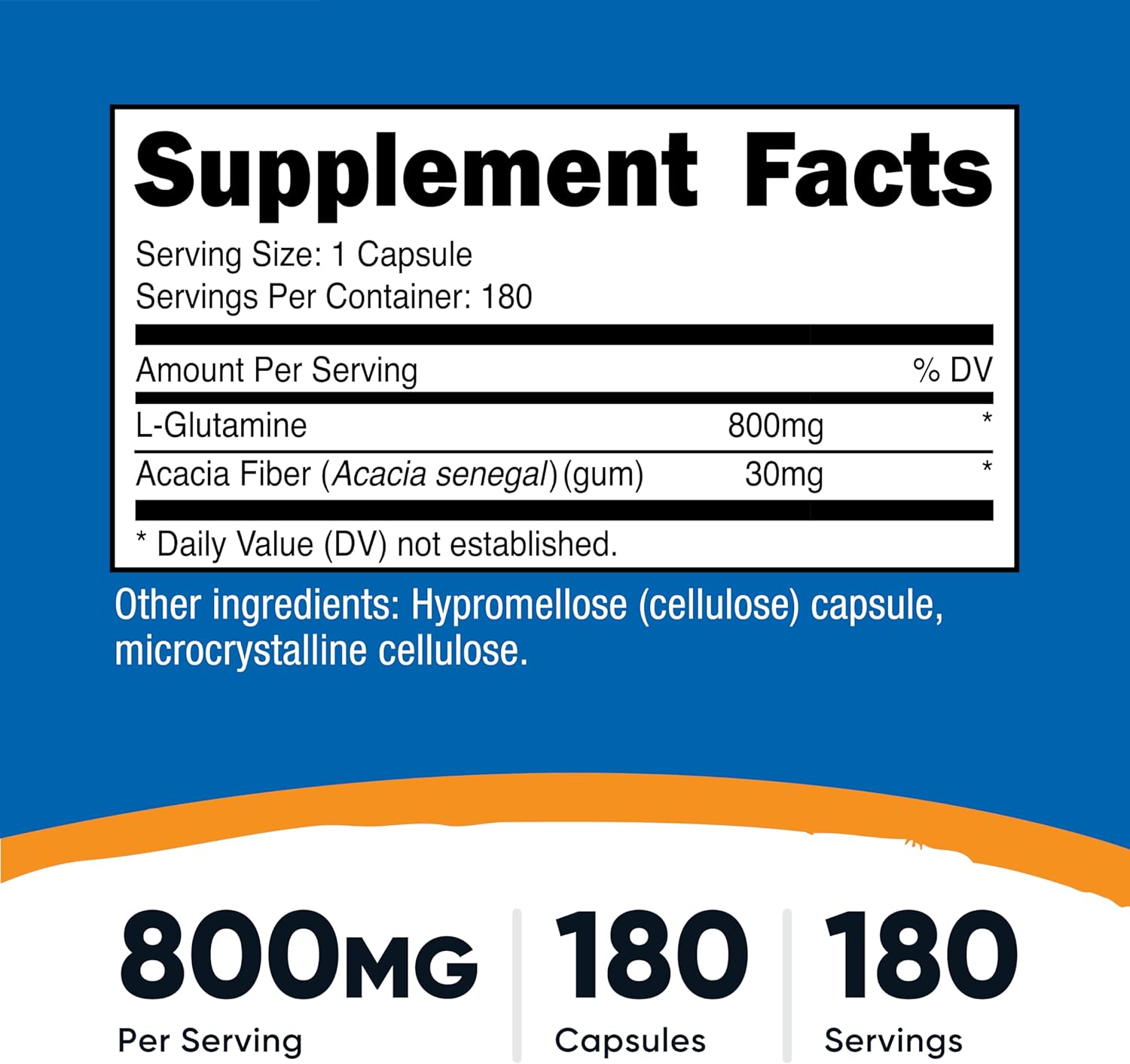 کپسول ال-گلوتامین Nutricost، 750 میلی‌گرم، 180 کپسول