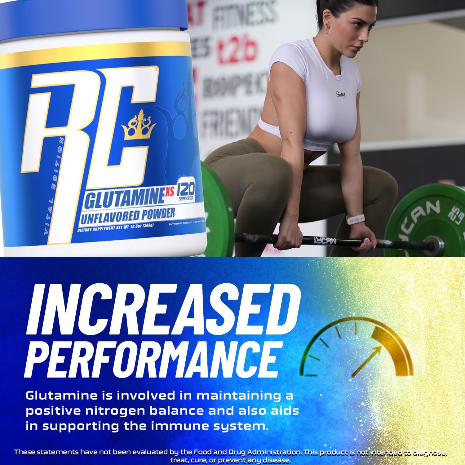 پودر ال-گلوتامین Ronnie Coleman Signature Series مدل Glutamine-XS، 120 وعده، بدون طعم