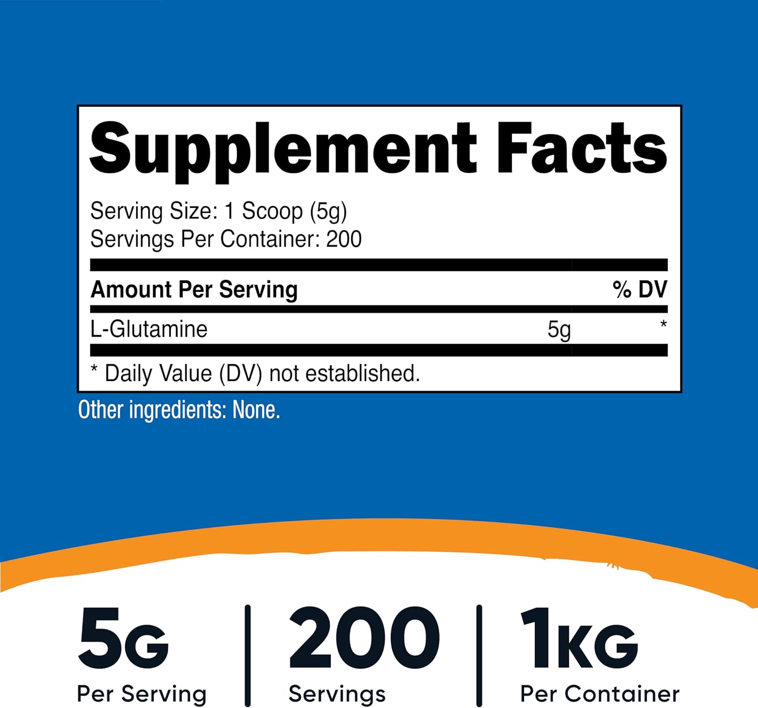 پودر ال-گلوتامین Nutricost، 1 کیلوگرم، بدون طعم