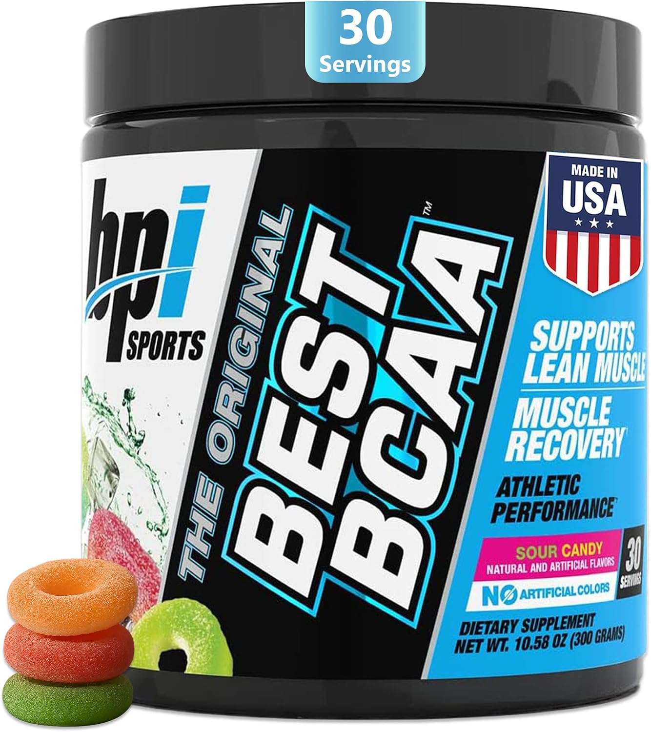 پودر مکمل آمینو اسید BPI Sports مدل Best BCAA، 12.34 اونس، 35 وعده، طعم آبنبات ترش