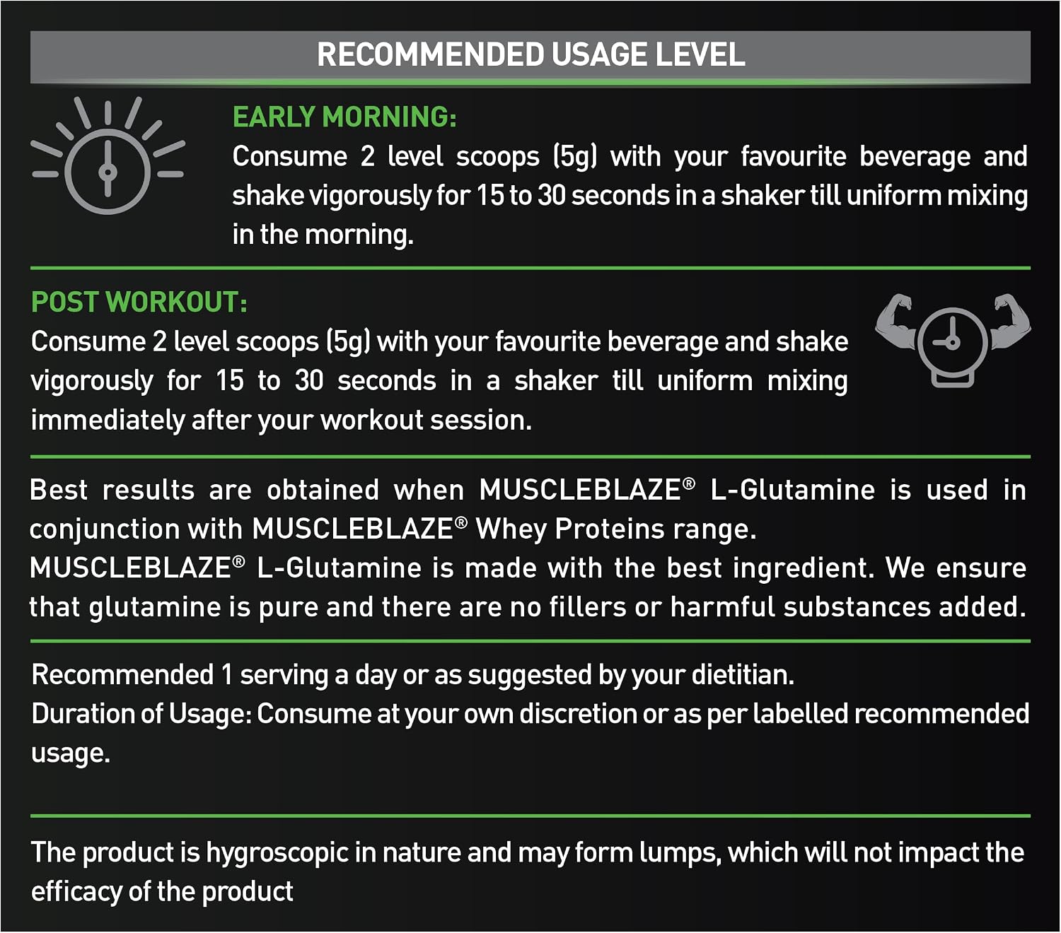 پودر ال-گلوتامین MuscleBlaze، 250 گرم، 50 وعده، بدون طعم