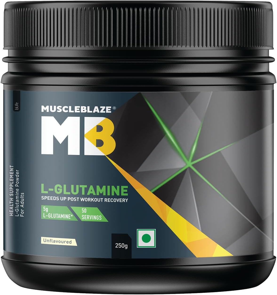 پودر ال-گلوتامین MuscleBlaze، 250 گرم، 50 وعده، بدون طعم