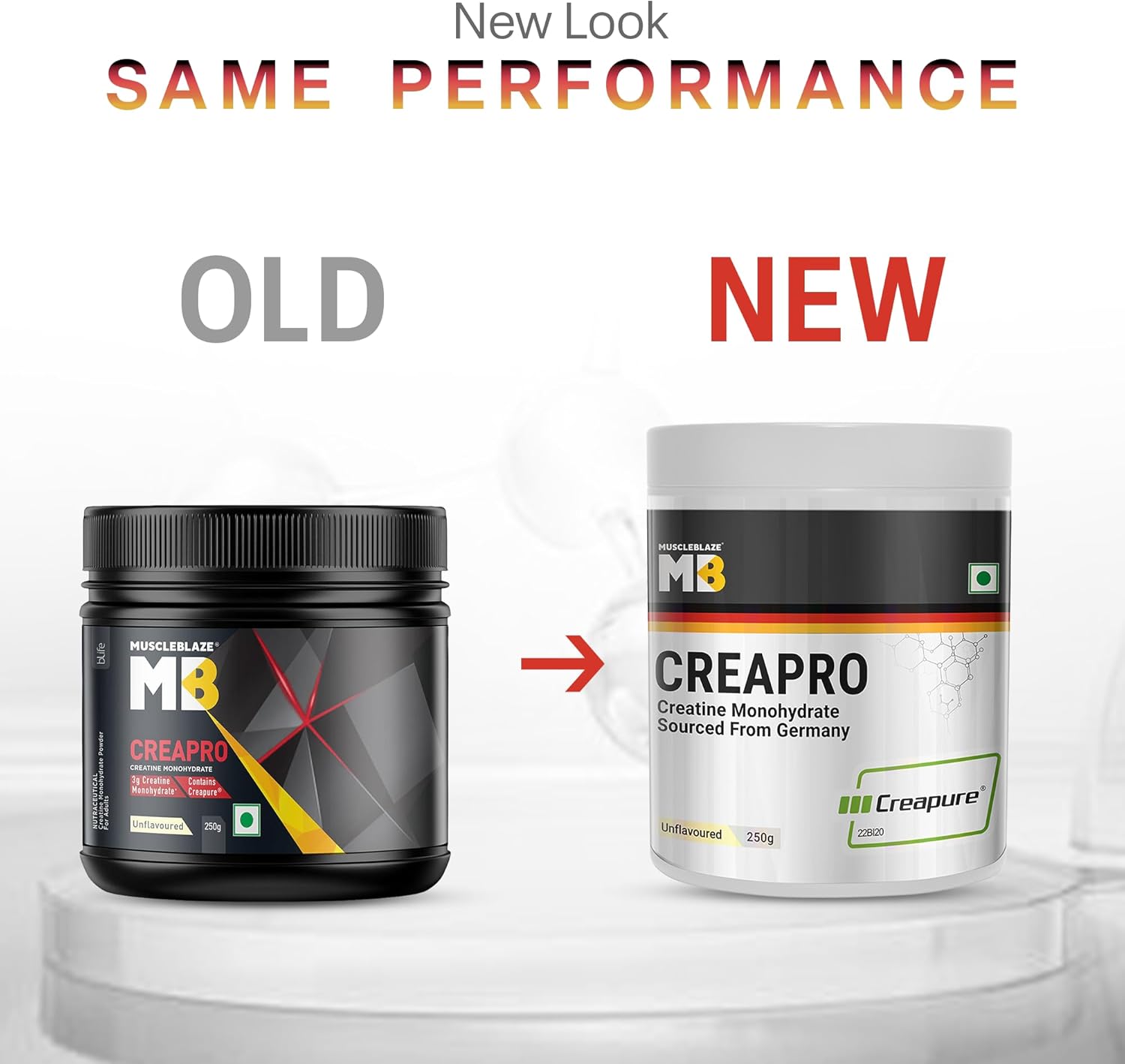 پودر کراتین MuscleBlaze مدل CreaPRO، 250 گرم، 83 وعده، بدون طعم