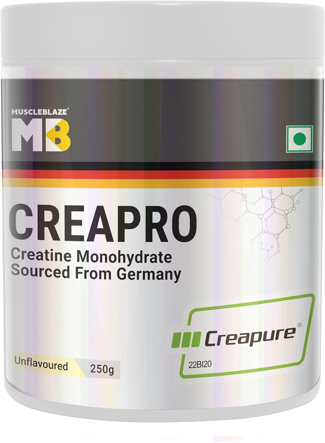 پودر کراتین MuscleBlaze مدل CreaPRO، 250 گرم، 83 وعده، بدون طعم