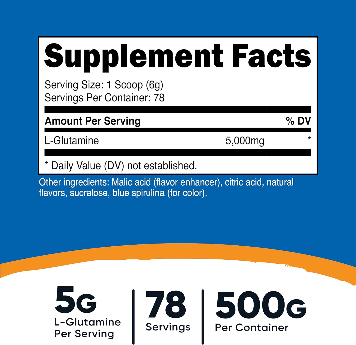 پودر ال-گلوتامین Nutricost، 500 گرم، طعم تمشک آبی