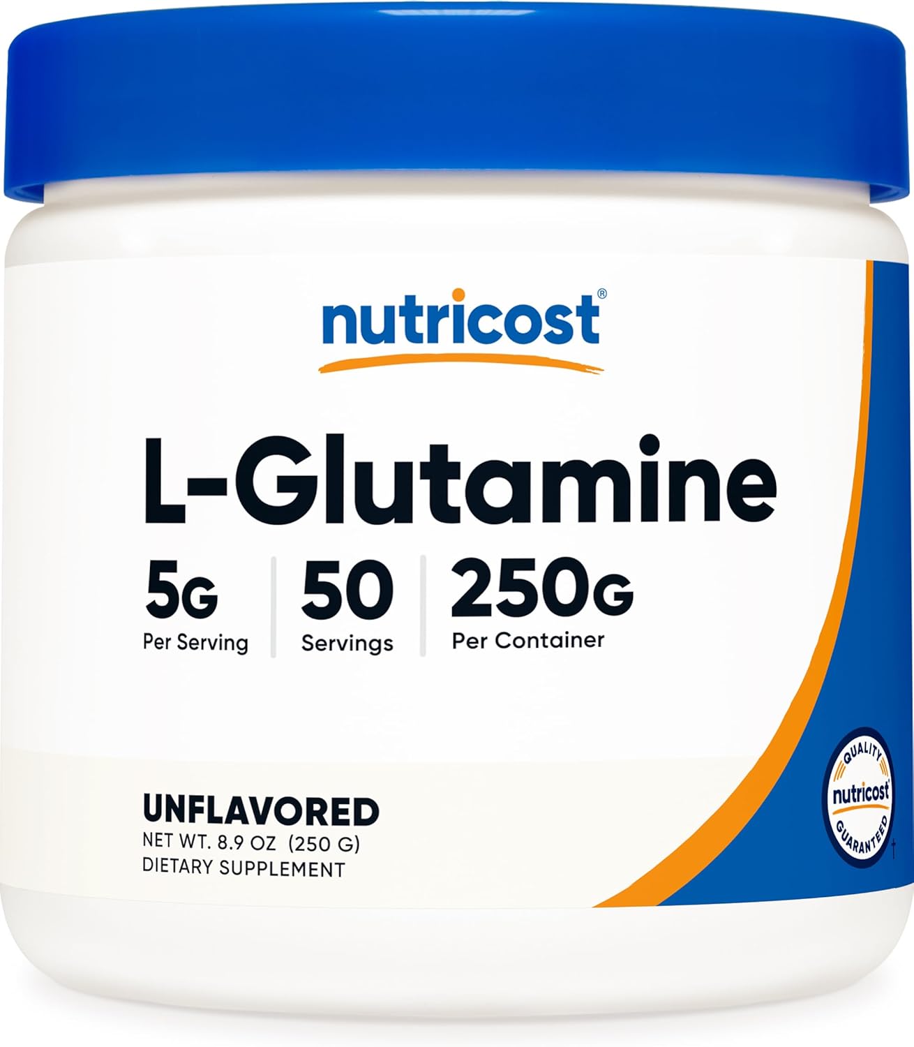 پودر ال-گلوتامین Nutricost، 250 گرم، بدون طعم