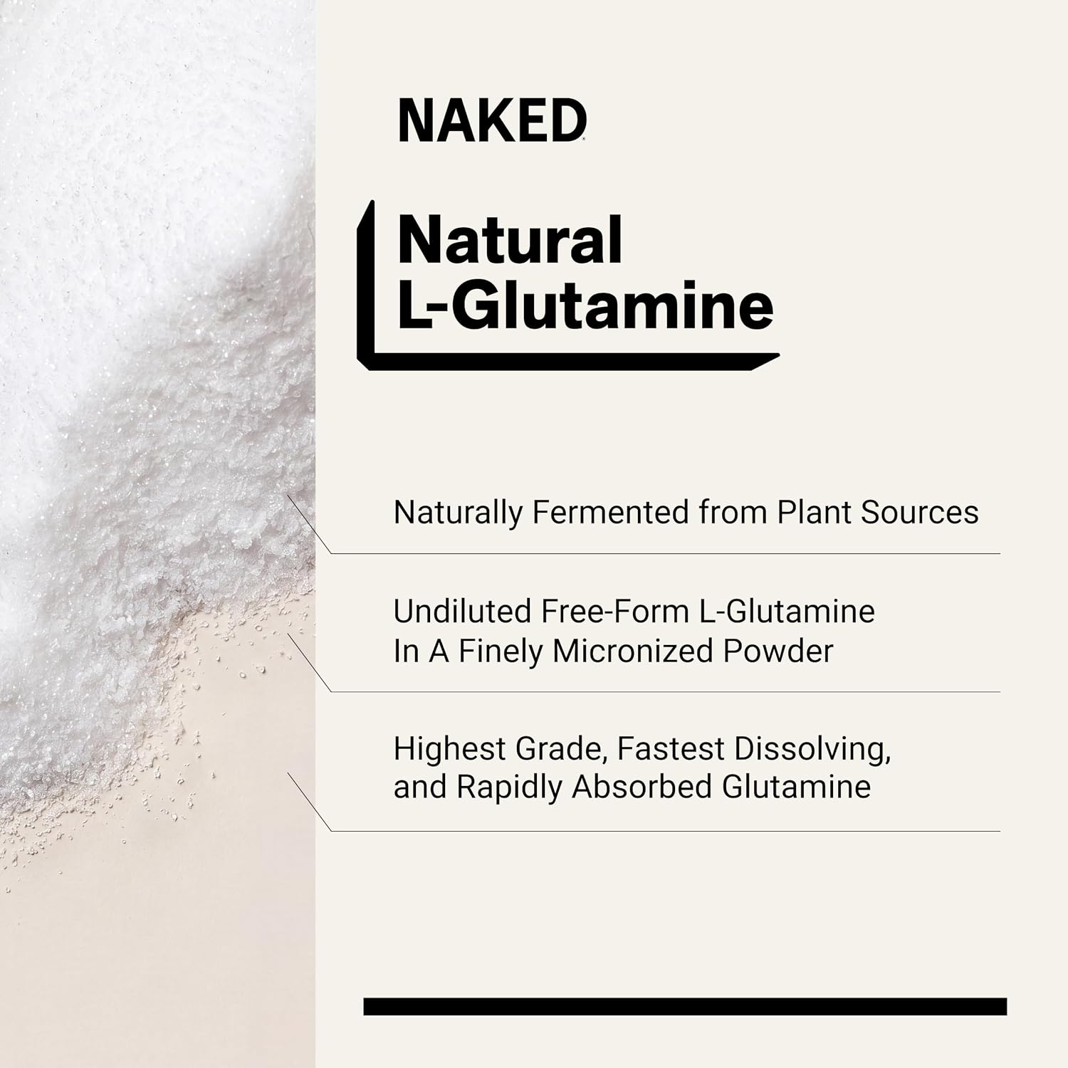پودر ال-گلوتامین NAKED، 1000 گرم، 200 وعده